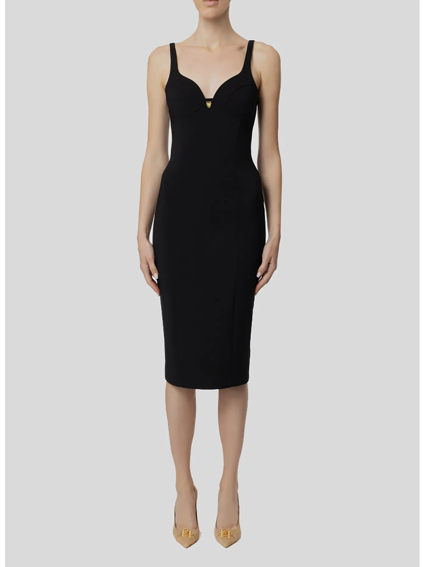     -ELISABETTA FRANCHI    -ABITO MIDI IN CRÊPE STRETCH-