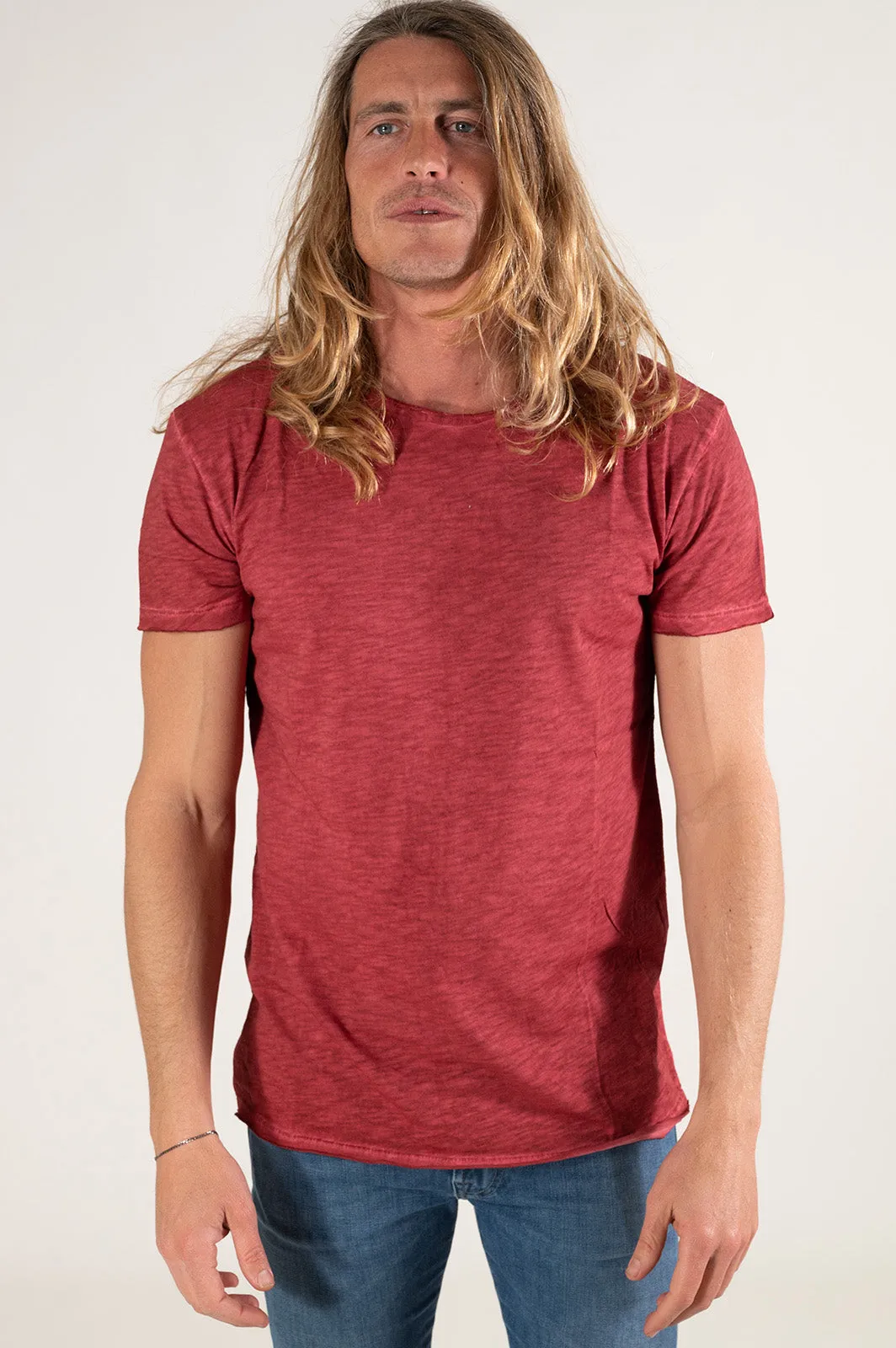  1921 T-shirt rossa Basic 1921 cotone slavato made in italy  