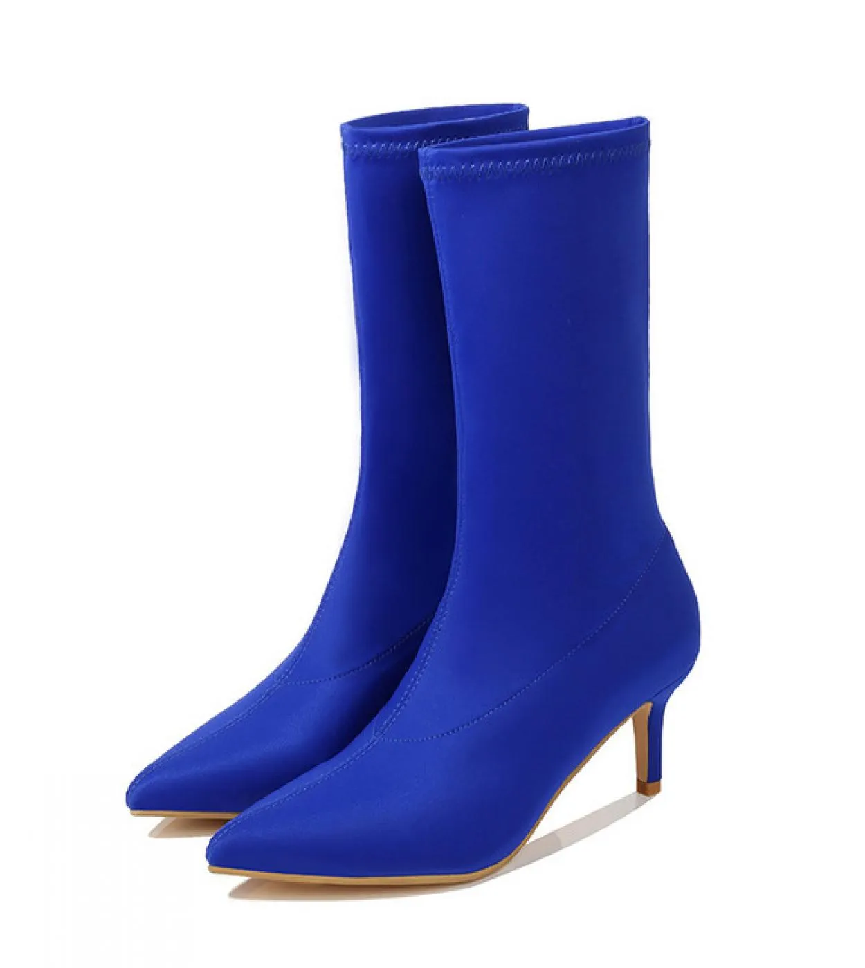 2022 Nuovo di Colore Solido Tacchi Alti Stivaletti Corti Delle Donne Lungo Chelsea Boot Autunno Inverno Scarpe A Punta Stretch P