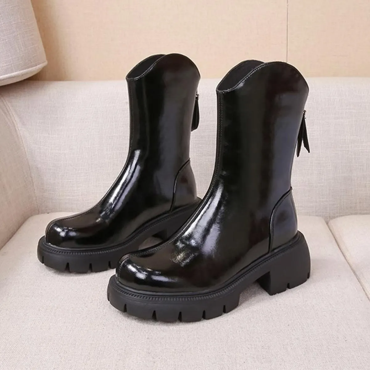 2023 inverno tacco medio scarpe da donna stivaletti Chelsea alla caviglia abito alla moda stivali da moto Goth nuova tendenza Ca