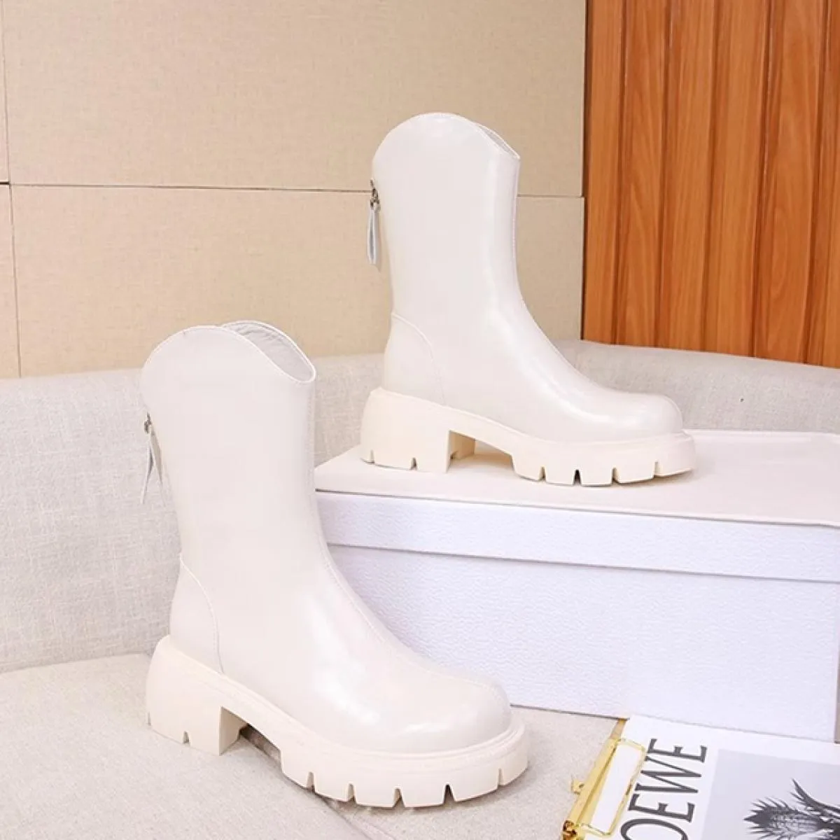 2023 inverno tacco medio scarpe da donna stivaletti Chelsea alla caviglia abito alla moda stivali da moto Goth nuova tendenza Ca