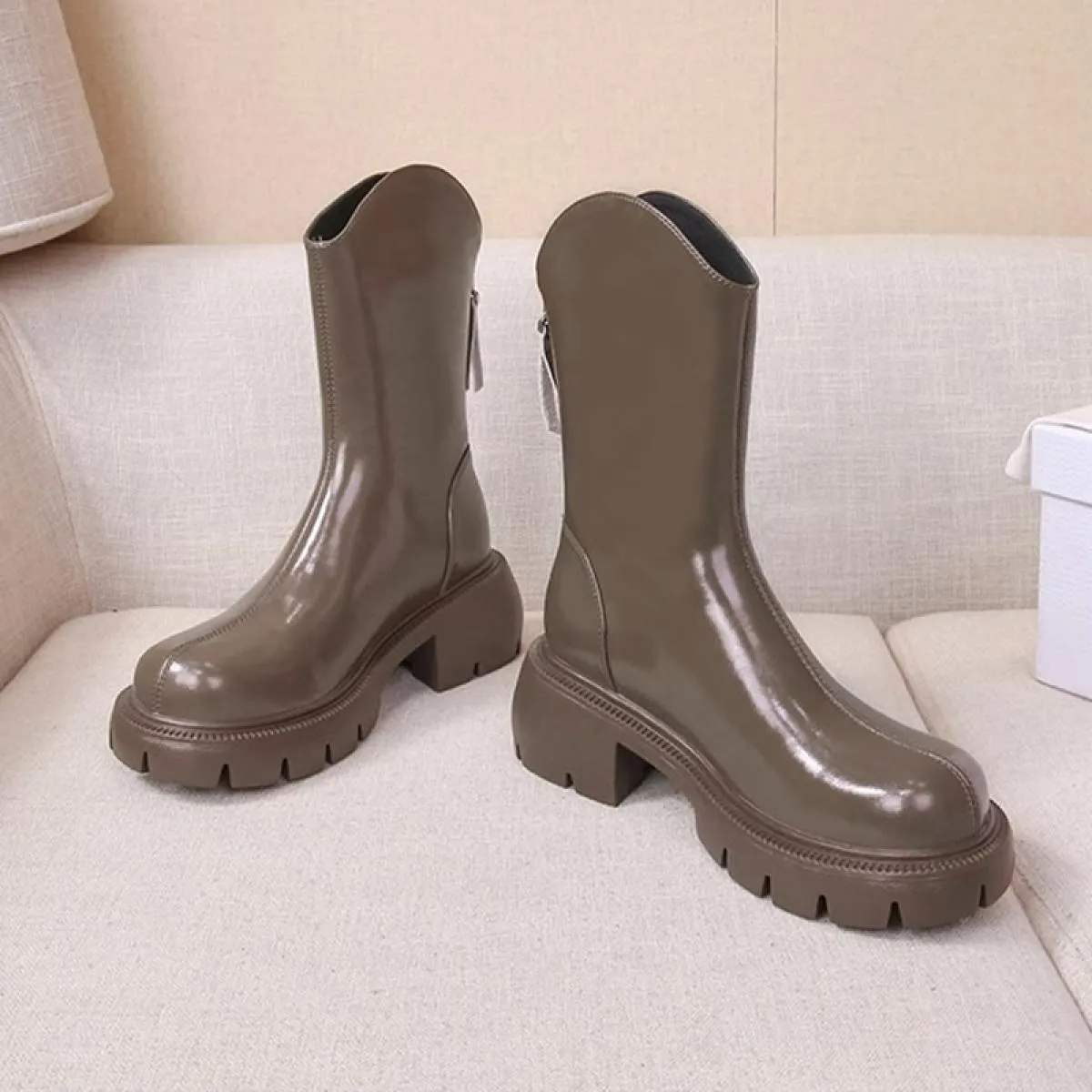 2023 inverno tacco medio scarpe da donna stivaletti Chelsea alla caviglia abito alla moda stivali da moto Goth nuova tendenza Ca
