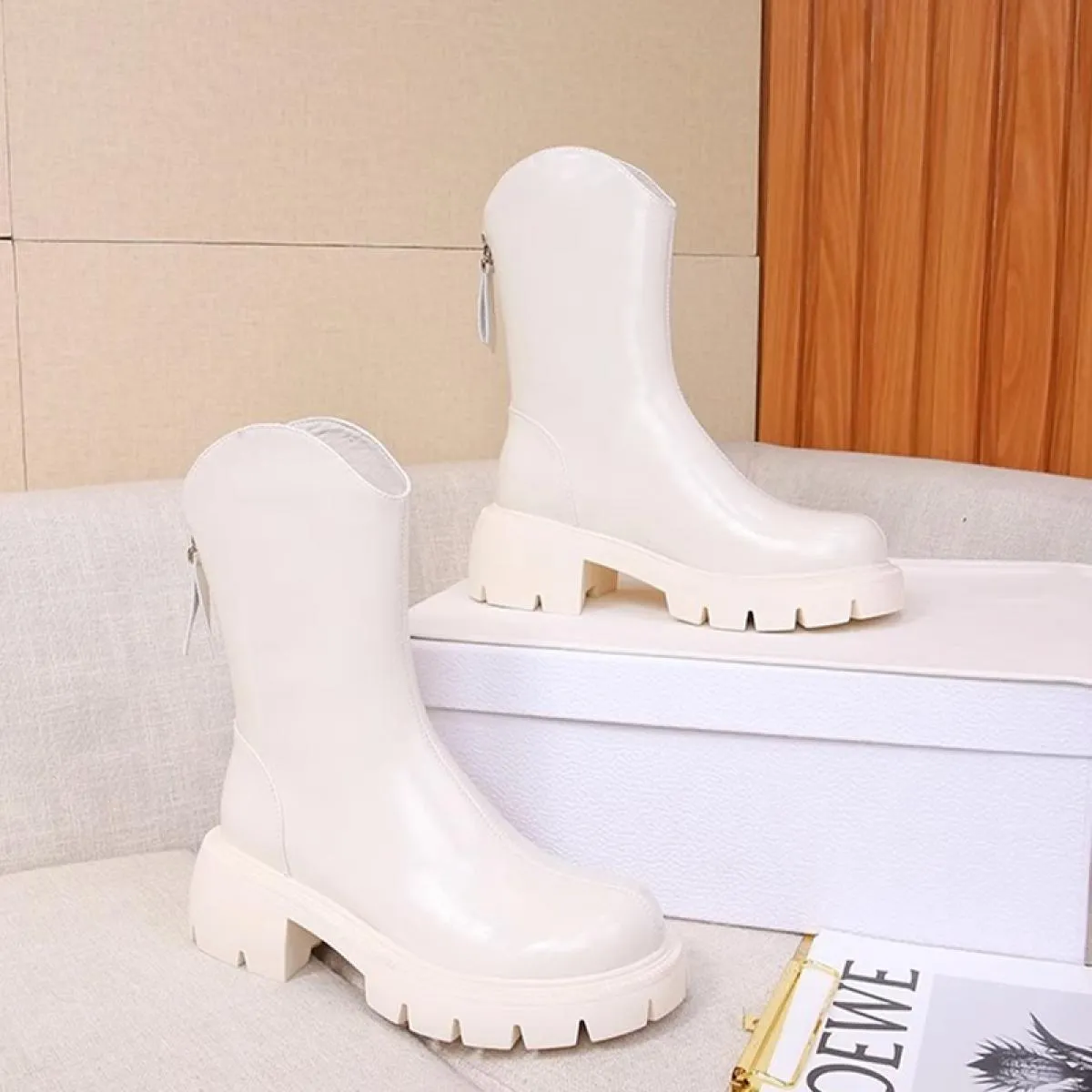 2023 inverno tacco medio scarpe da donna stivaletti Chelsea alla caviglia abito alla moda stivali da moto Goth nuova tendenza Ca