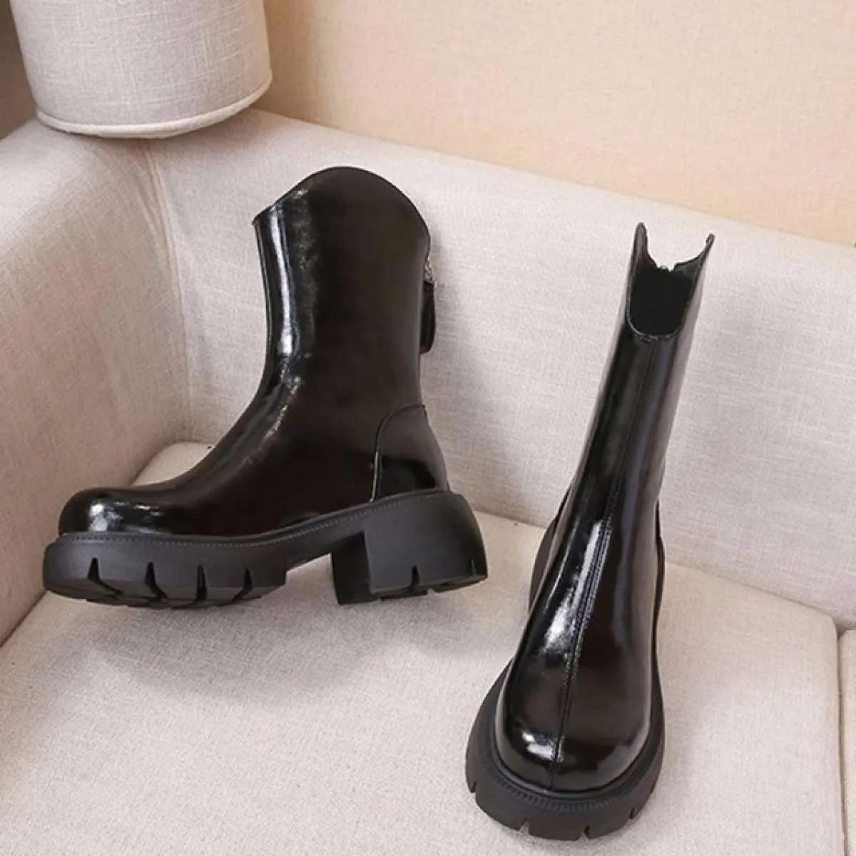 2023 inverno tacco medio scarpe da donna stivaletti Chelsea alla caviglia abito alla moda stivali da moto Goth nuova tendenza Ca