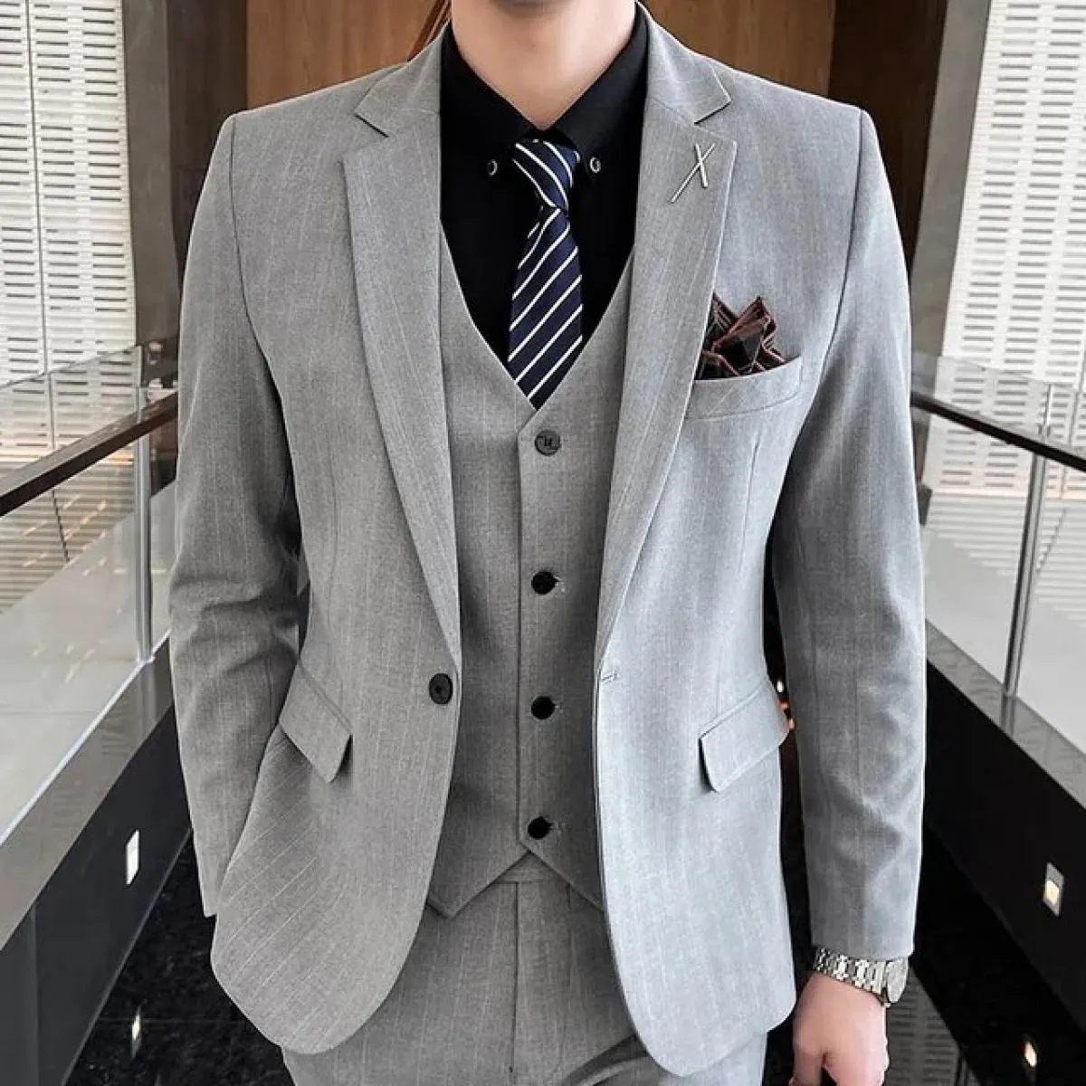 2023 moda uomo nuovo casual slim plaid cappotto cappotto tre pezzi / business boutique da uomo blazer da sposa giacca pantalone
