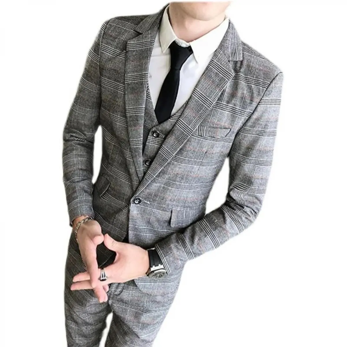2023 moda uomo nuovo casual slim plaid cappotto cappotto tre pezzi / business boutique da uomo blazer da sposa giacca pantalone