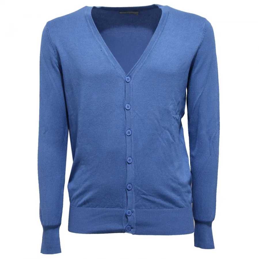 8739U maglione uomo AKASAWA azzurro cotone sweater cotton men