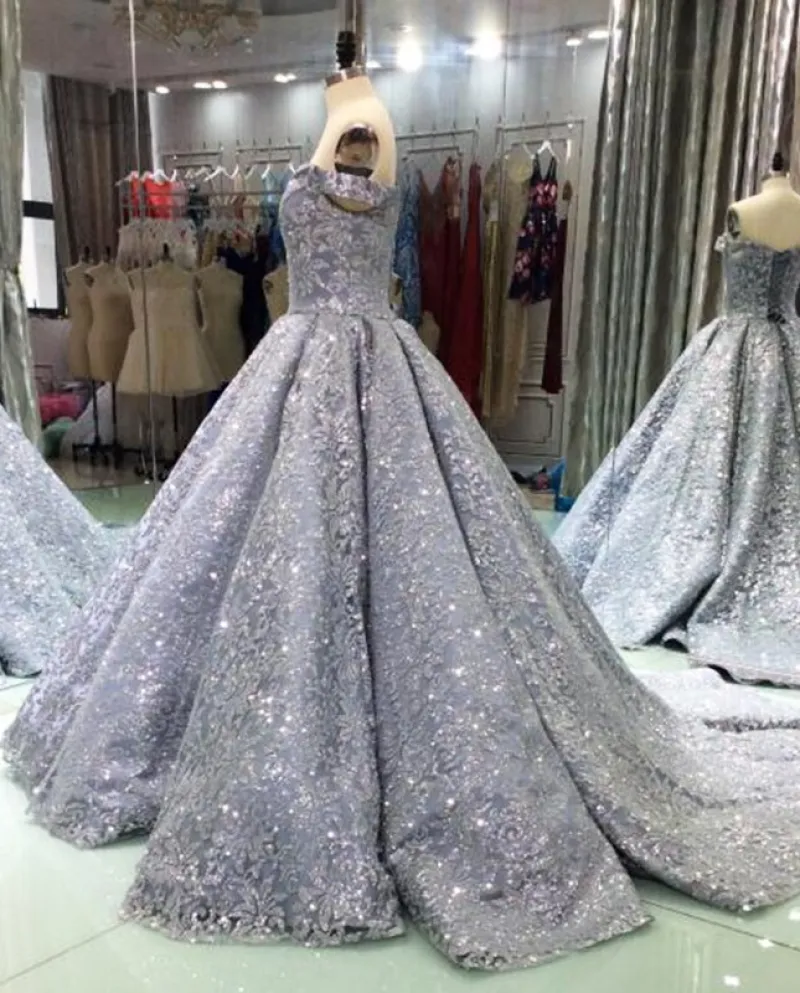 Abiti da sera con paillettes glitter di lusso Abito da ballo lungo Sparkly Arabia Saudita Abiti da sera da sera formale da donna