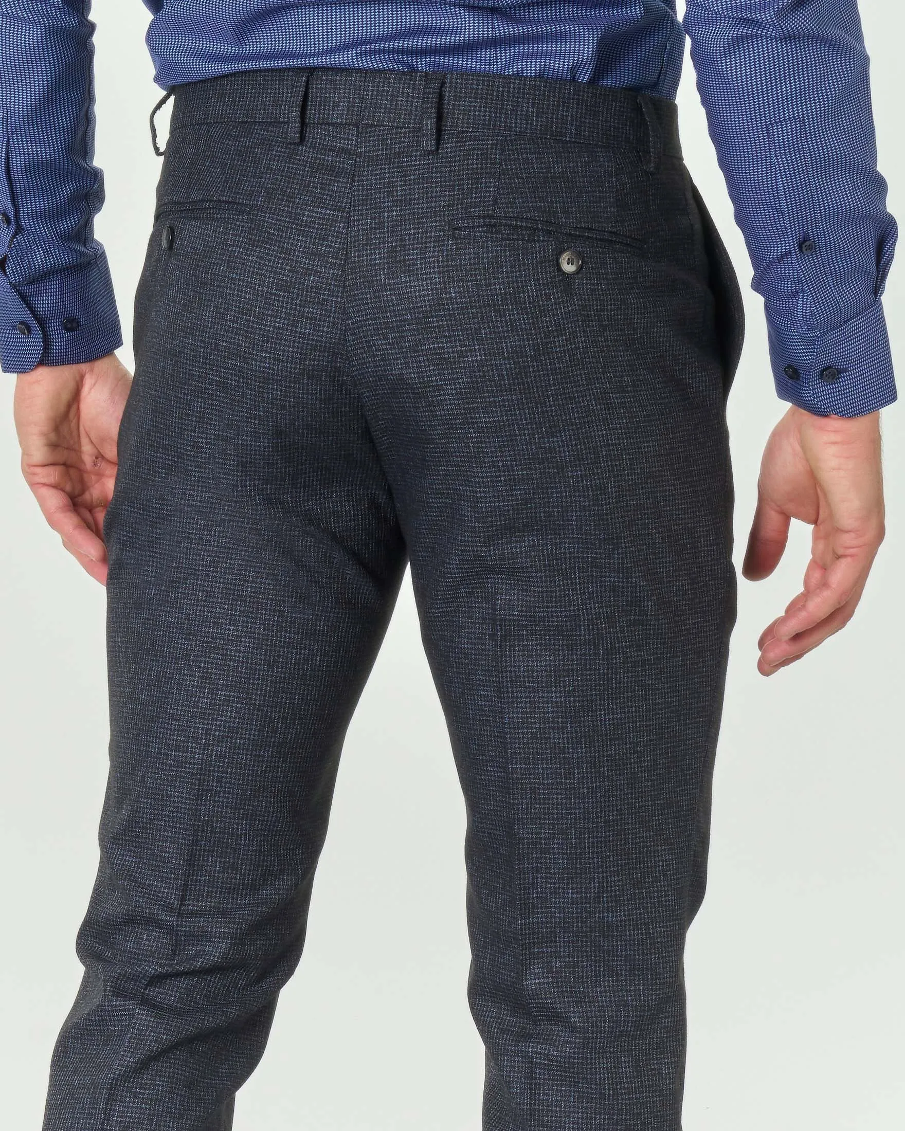 Abito blu in fantasia micro pied de poule