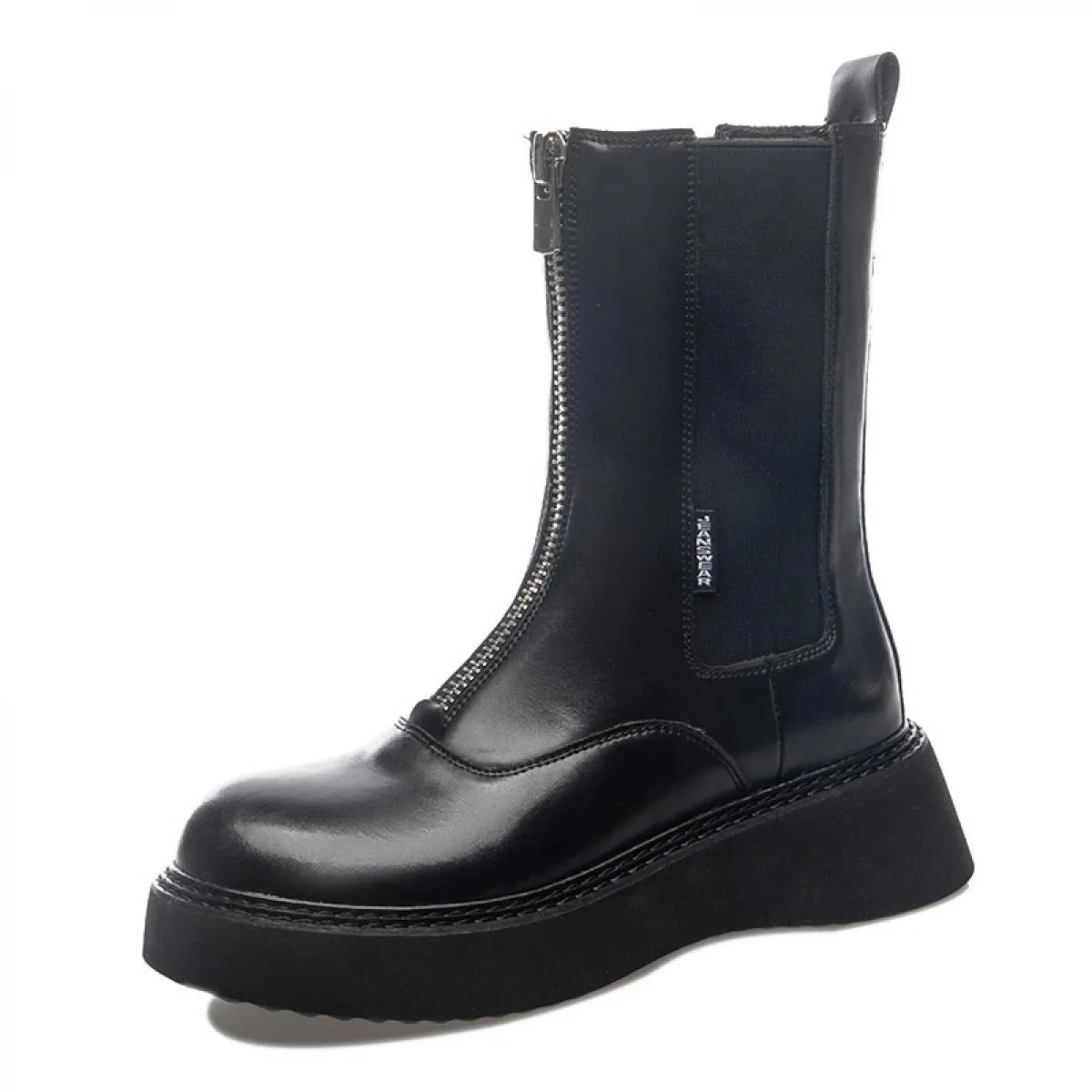 Abito da banchetto per feste alla moda da donna Stivali Chelsea Tacchi alti neri Scarpe in pelle originali Stivaletti con platea