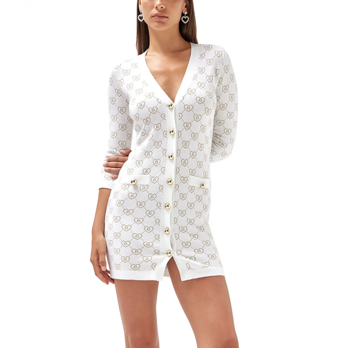 Abito In Maglia Jacquard Con Logo