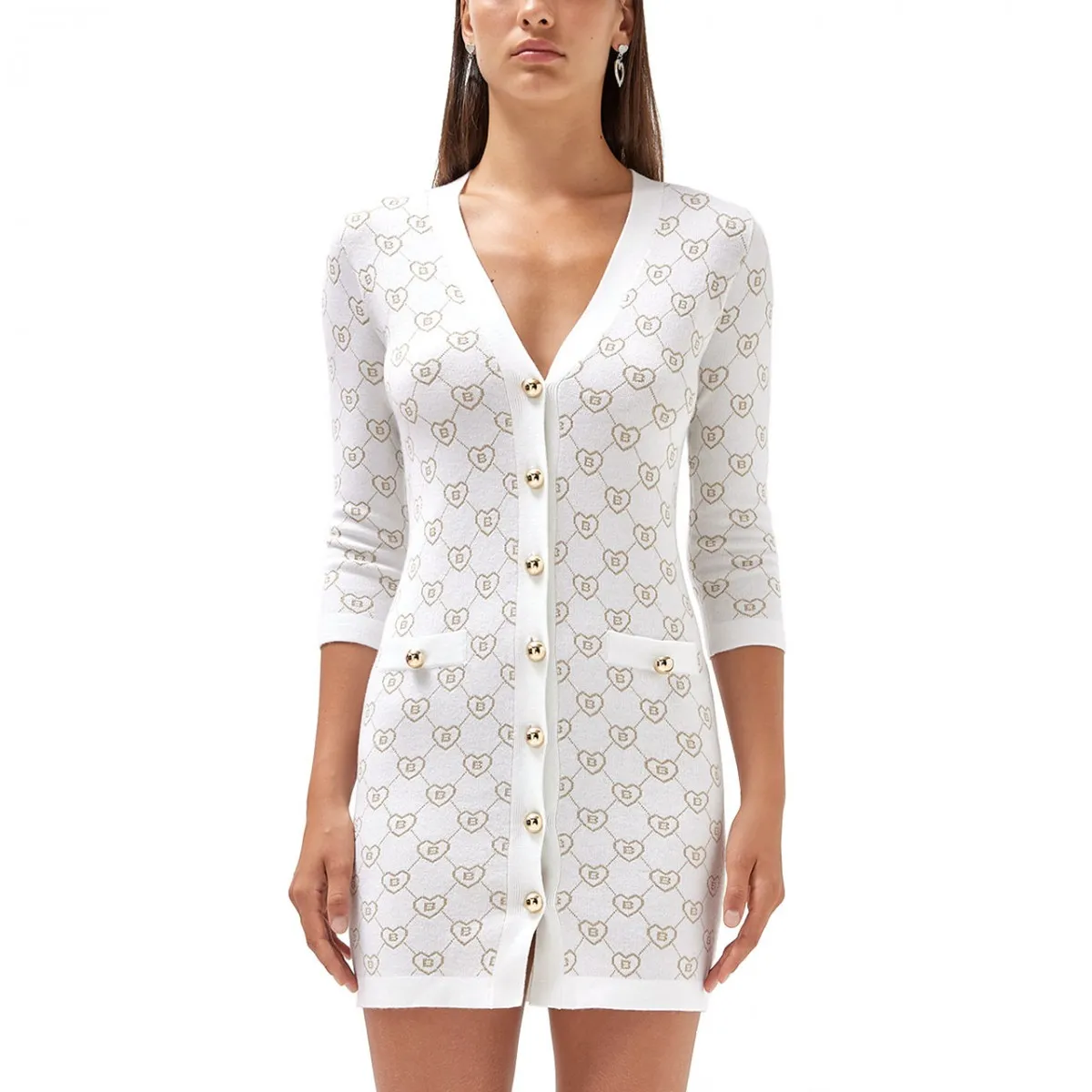 Abito In Maglia Jacquard Con Logo
