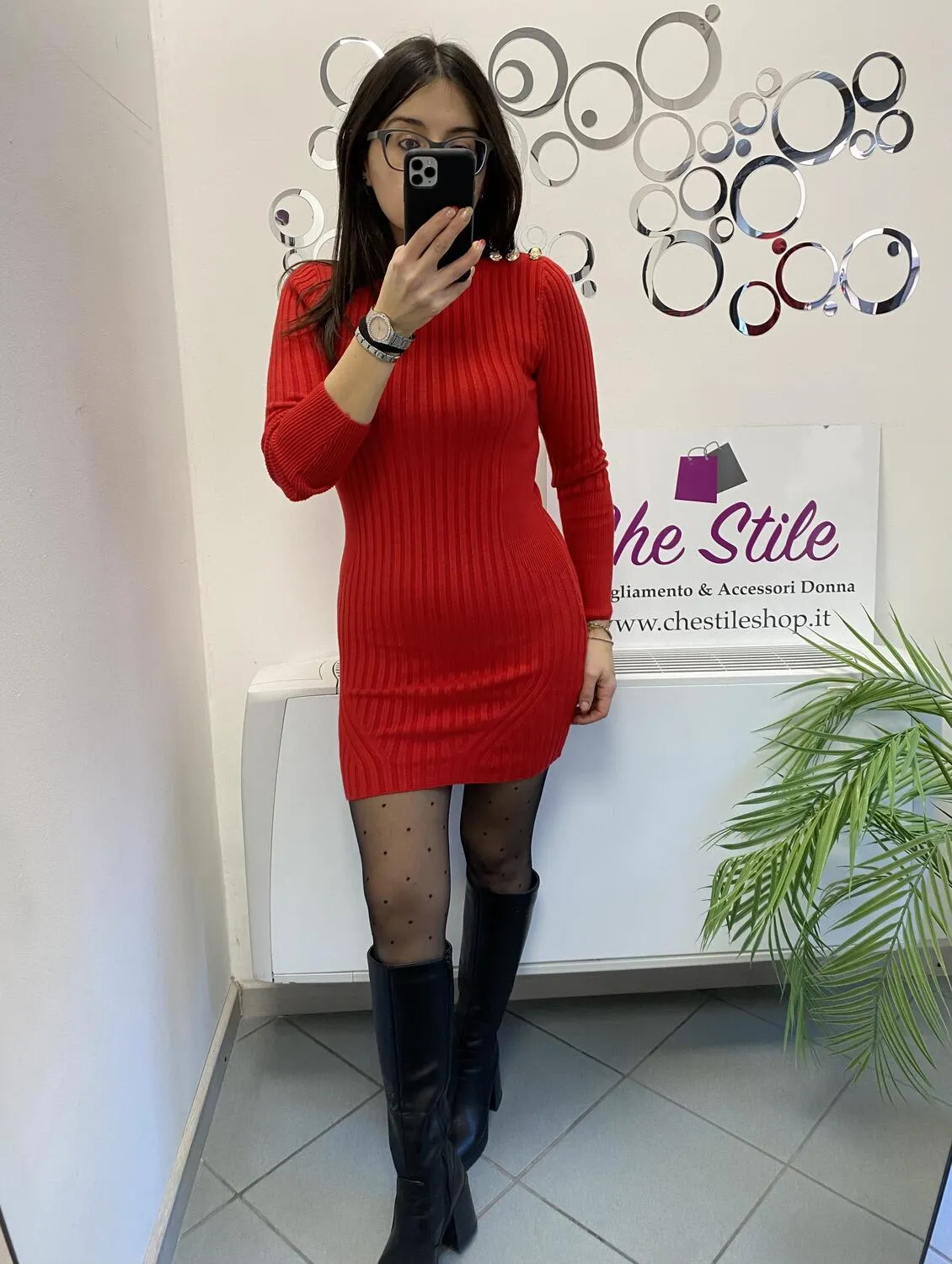 Abito in maglia rosso