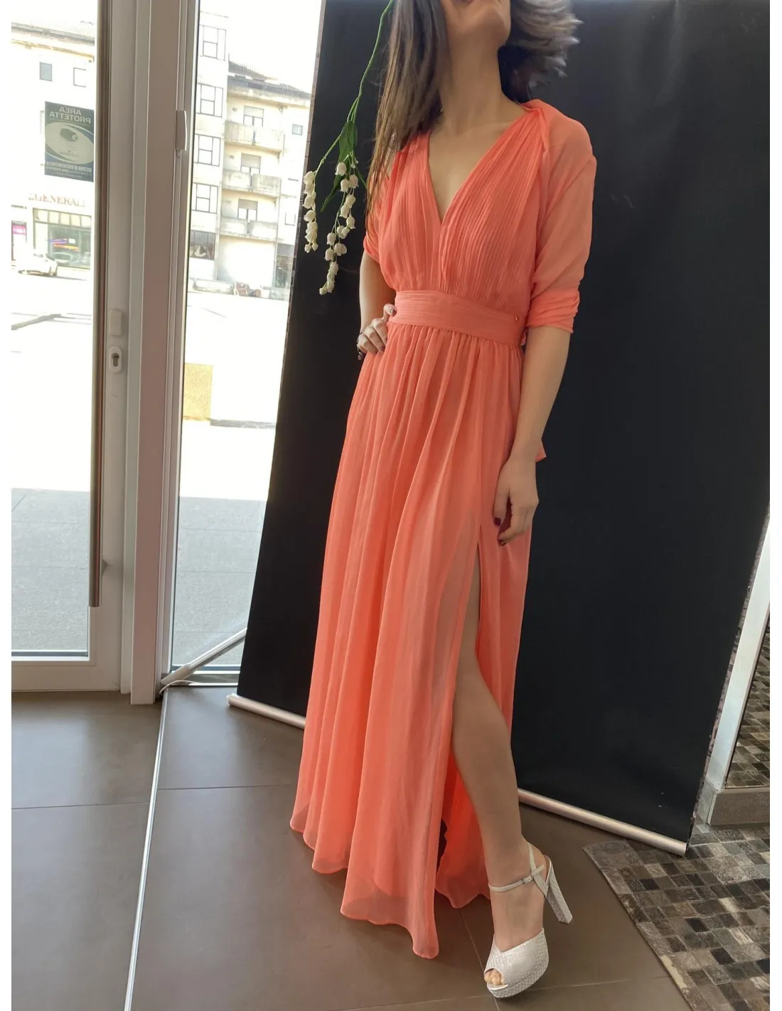 Abito lungo arancio donna Ubani Kocca