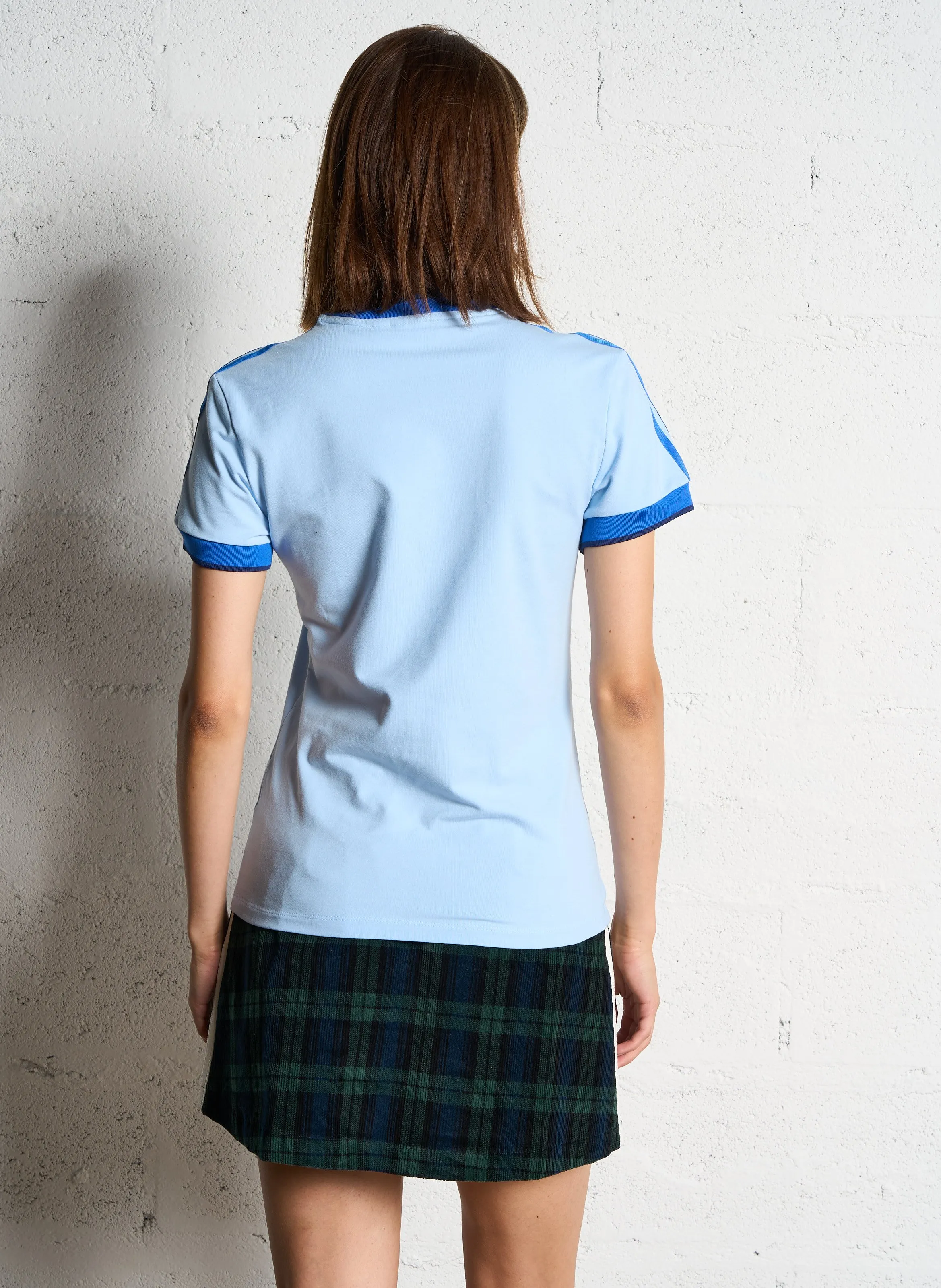  ADIDAS   T-shirt dritta scollo tondo in misto cotone | Blu