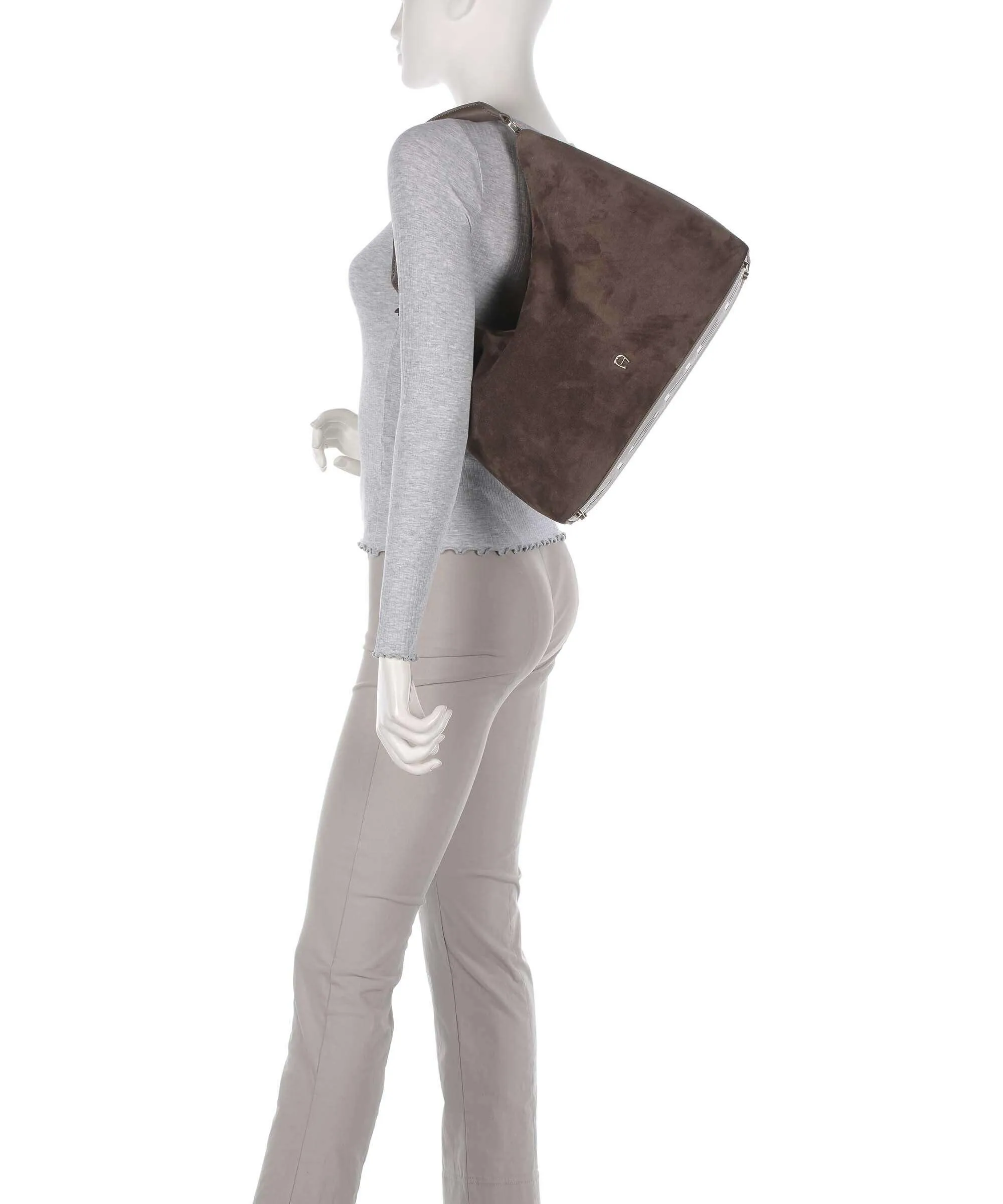 Aigner Zita M Borsa hobo pelle ruvida marrone scuro  