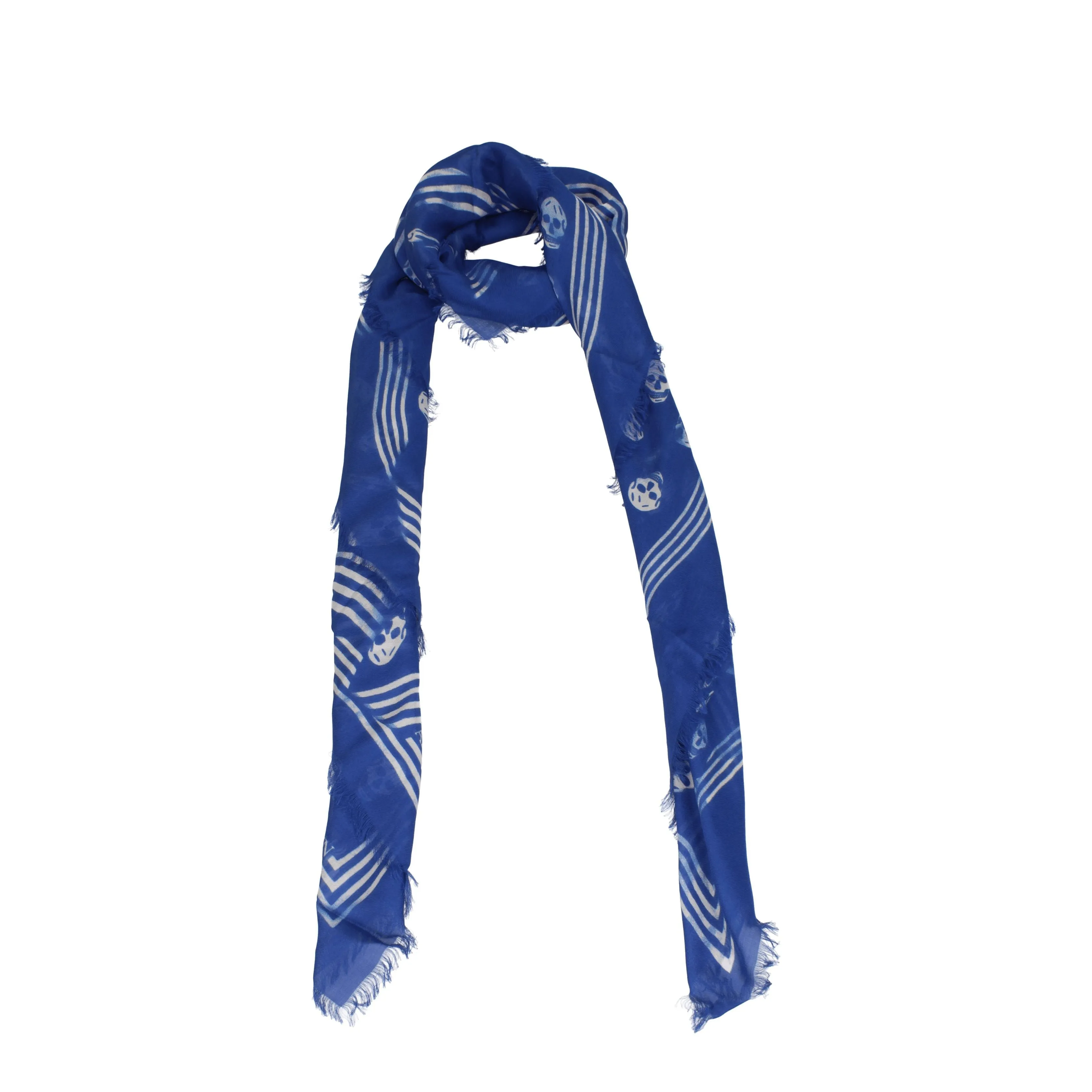 Alexander McQueen Foulard Uomo Modal Blu/Bianco