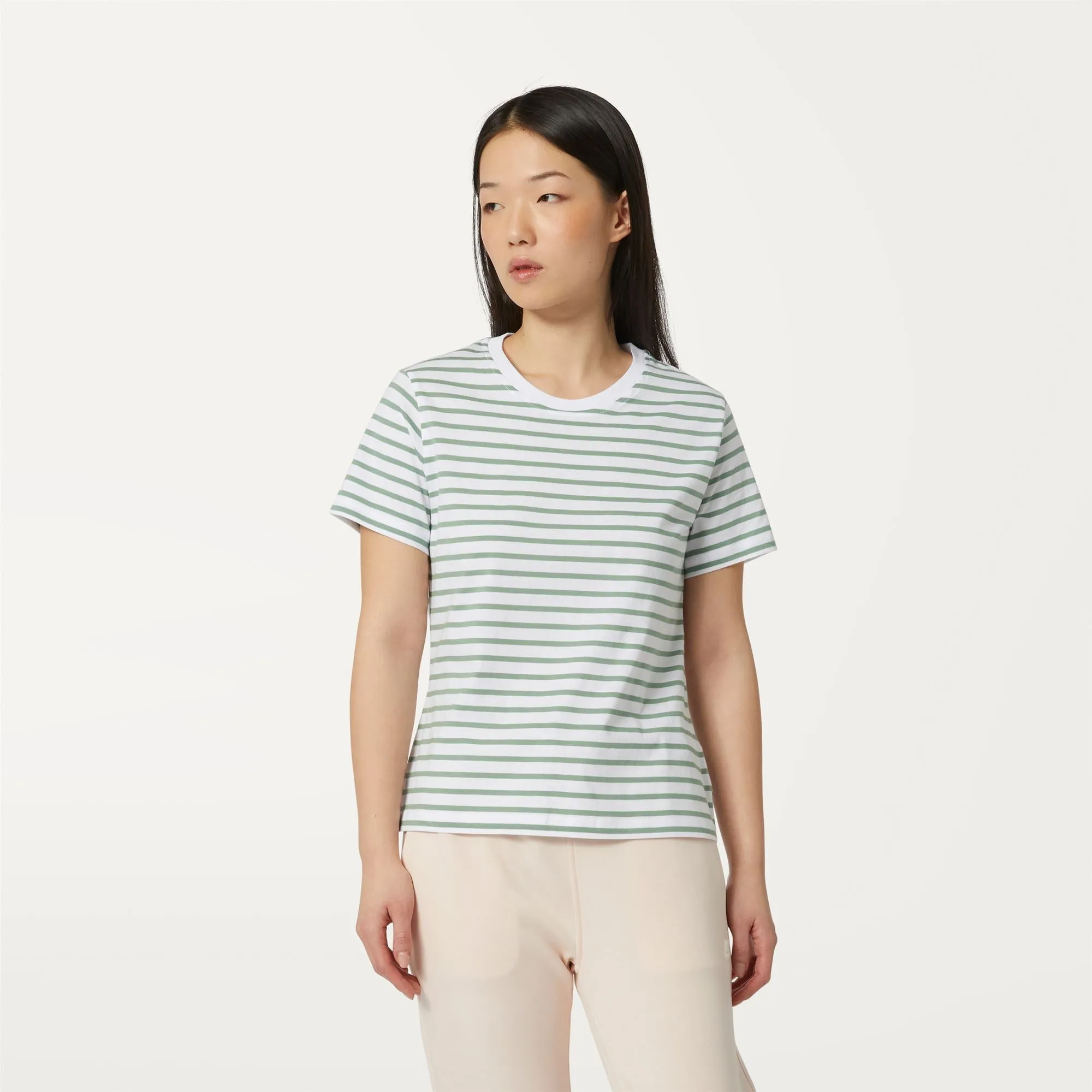 AMALIA STRIPES WHITE-GREEN FJORD