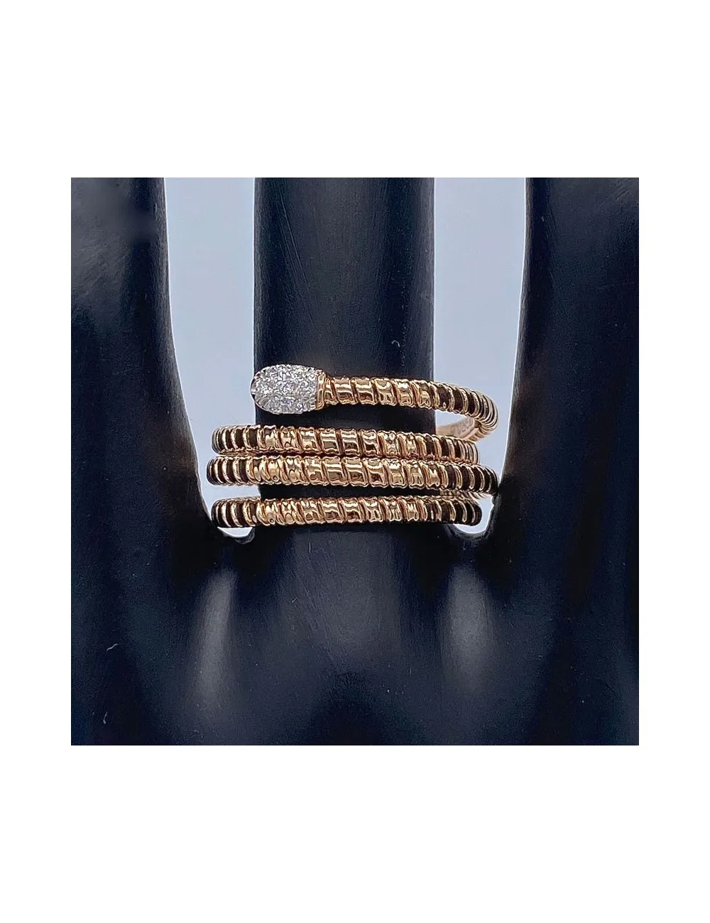 Anello armonico a serpente in oro rosa e Brillanti