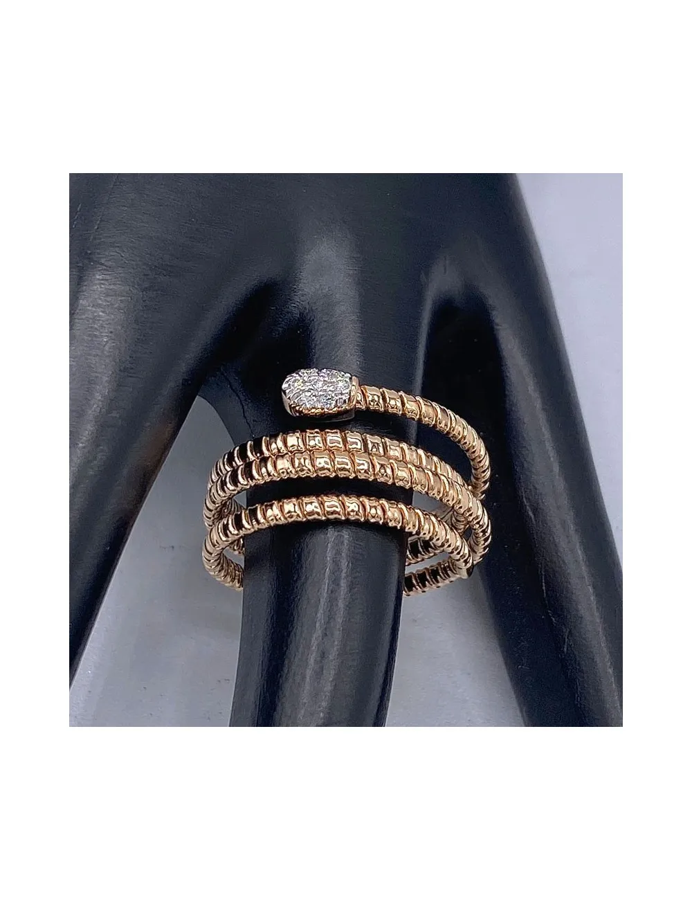Anello armonico a serpente in oro rosa e Brillanti