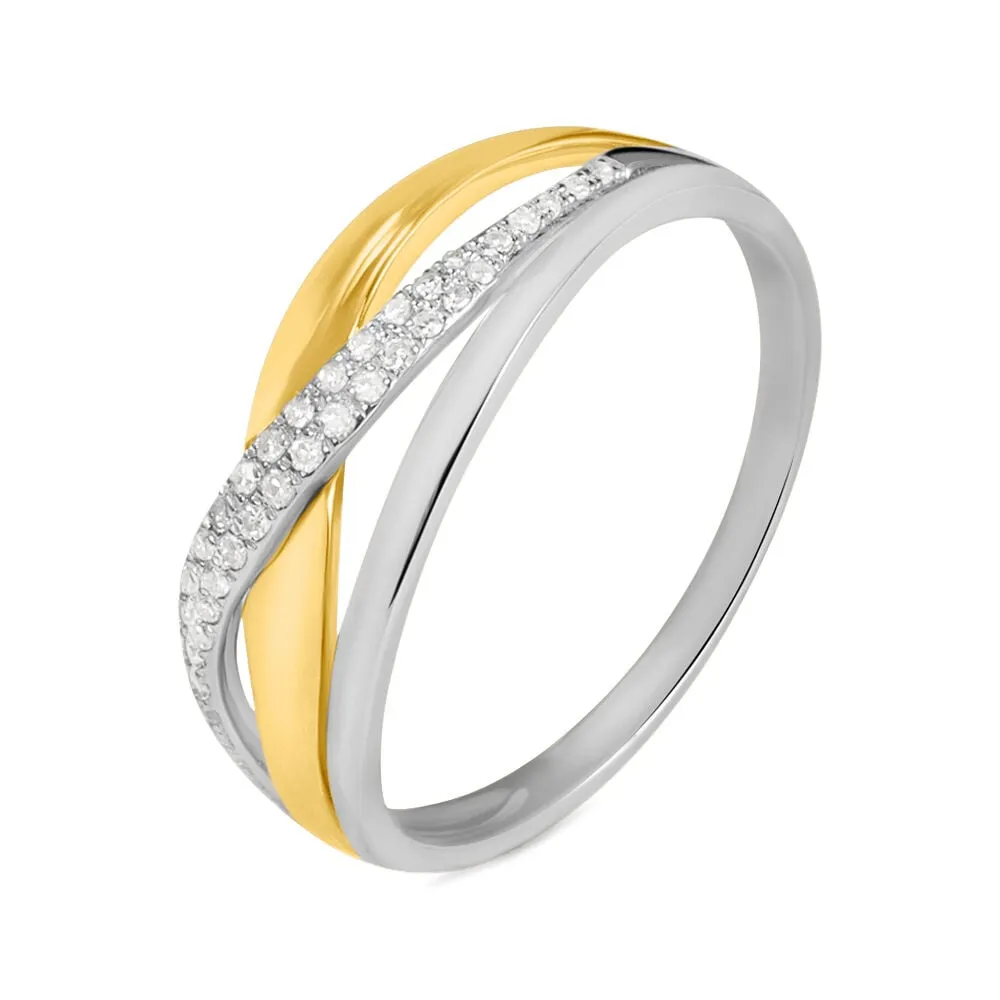 Anello Fascia Sophia Oro Bicolore 375/1000 Diamante Bianco 0,11 ct 1418762
