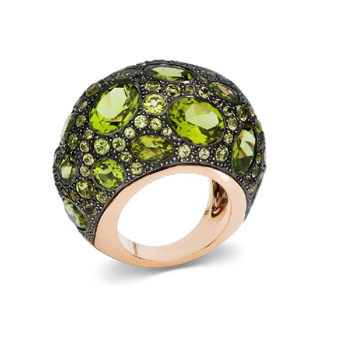 Anello in oro rosa e peridoto