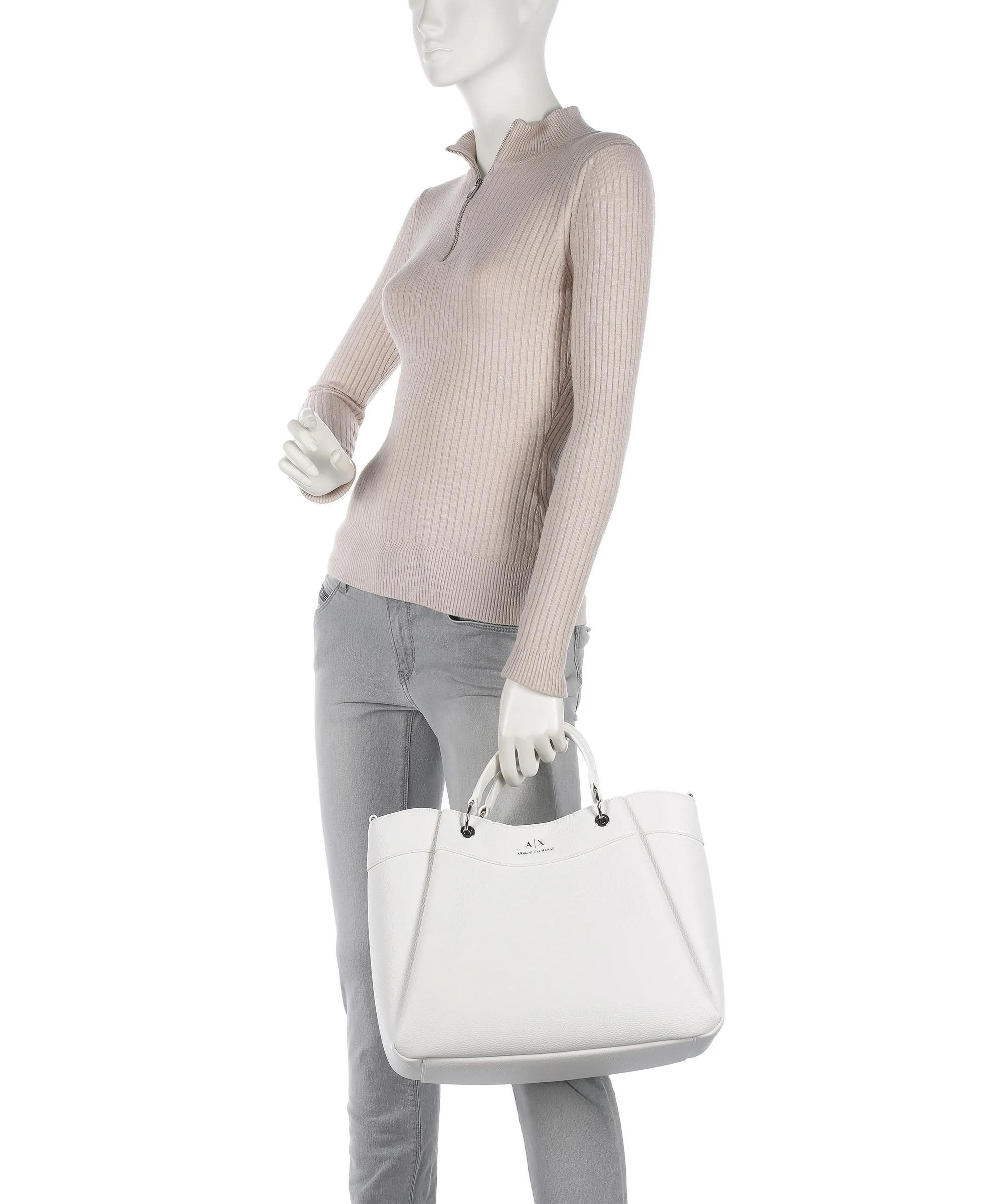  Armani Exchange Wave L Borsa a mano pelle sintetica bianco  