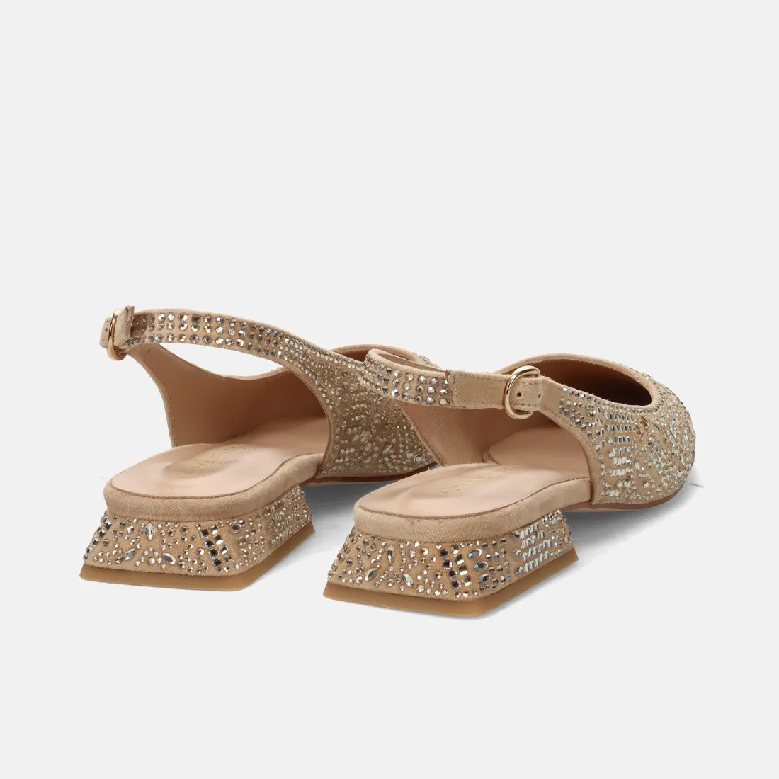 Ballerina Sling Back Alma En Pena in camoscio con strass