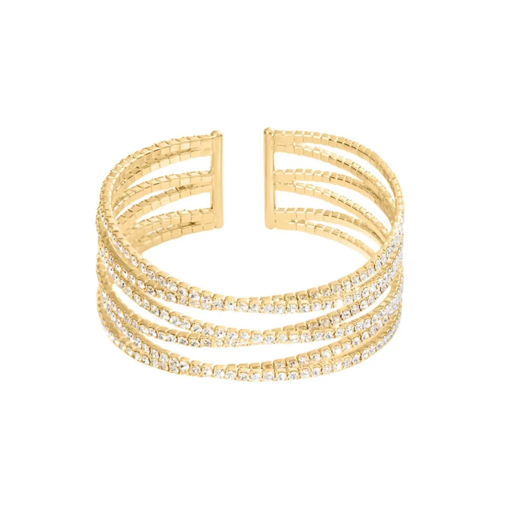 Bangle Romantic Shine Metallo Dorato Cristallo Bianco 1658228