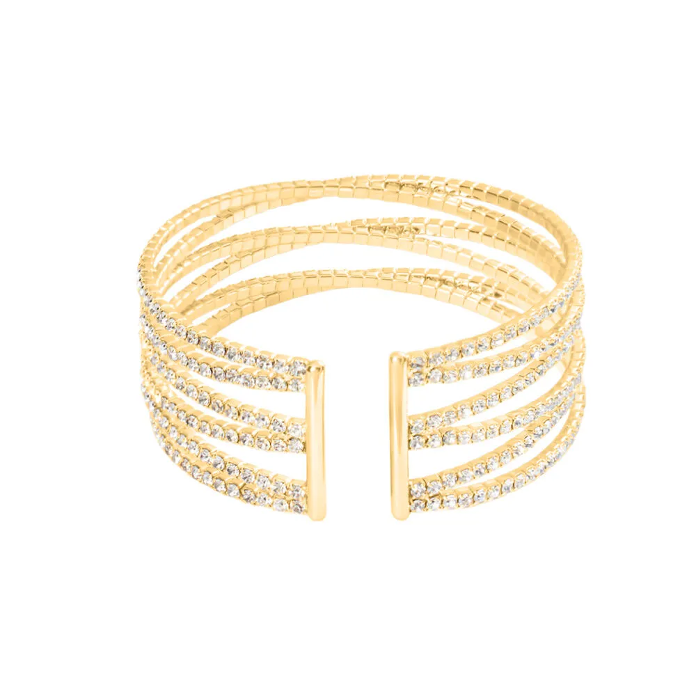 Bangle Romantic Shine Metallo Dorato Cristallo Bianco 1658228