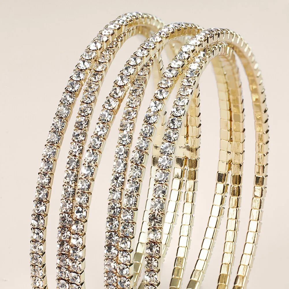 Bangle Romantic Shine Metallo Dorato Cristallo Bianco 1658228