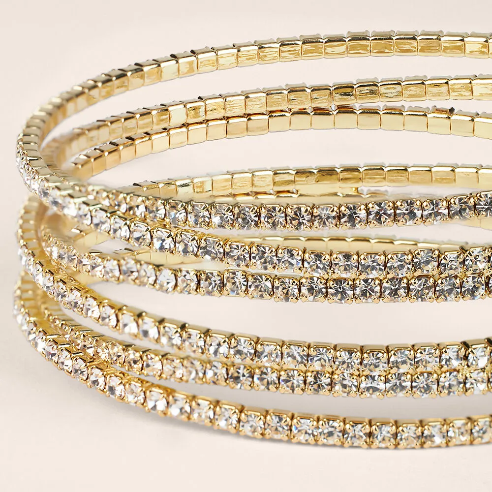 Bangle Romantic Shine Metallo Dorato Cristallo Bianco 1658228