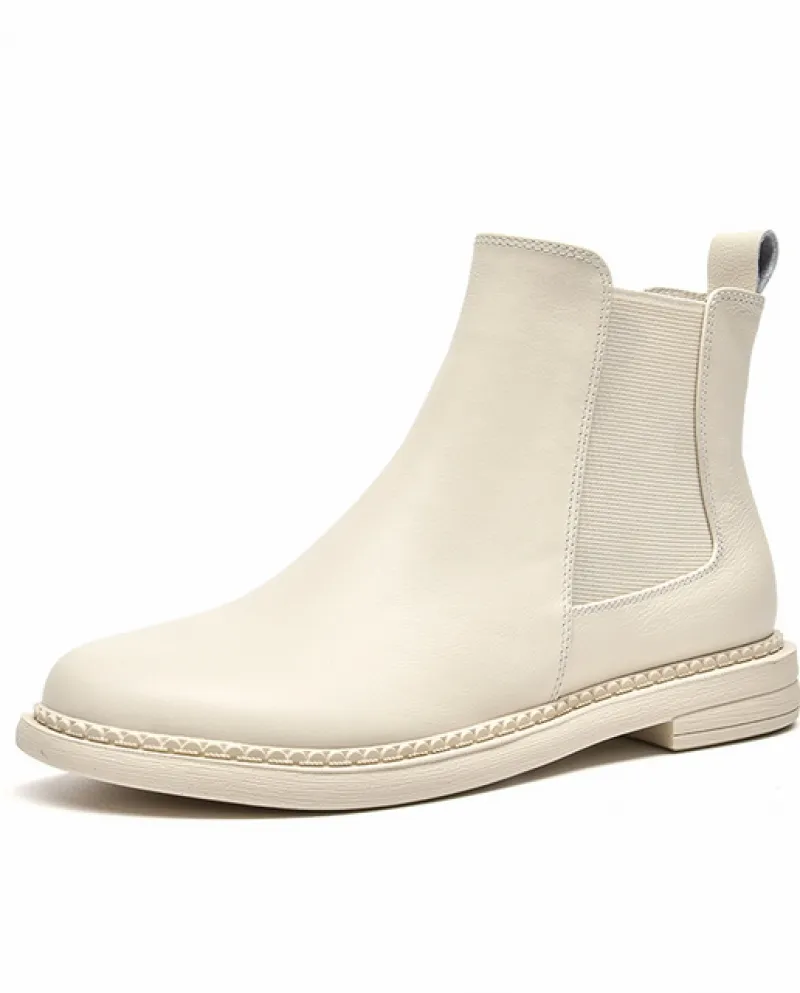 Beautoday Chelsea Stivali Da Donna In Pelle Di Mucca Punta Rotonda Stivaletti Fascia Elastica Nuove Scarpe Da Donna Di Moda Fatt