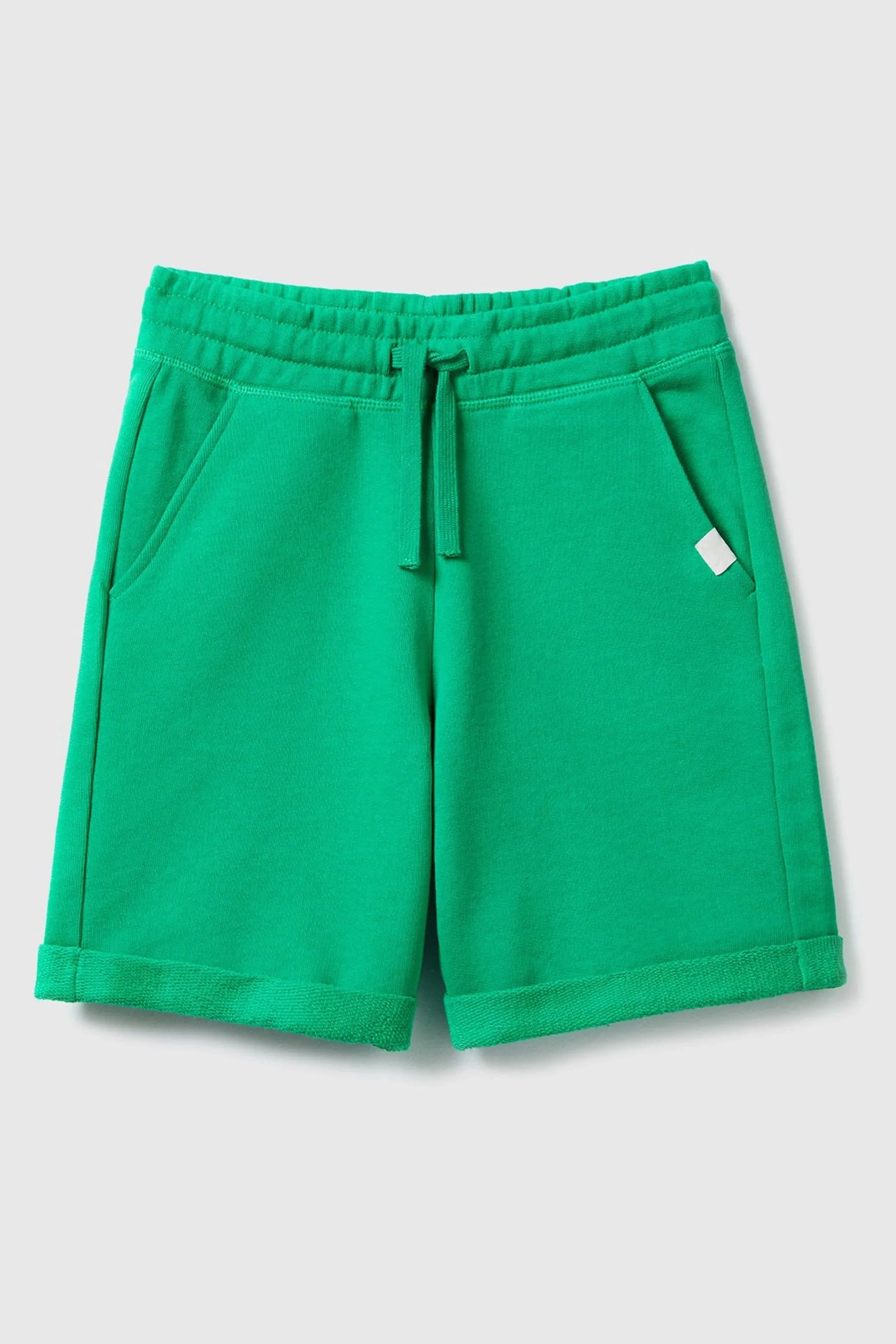 Benetton Boys Logo Drawstring Bermuda 100% Cotton Shorts    