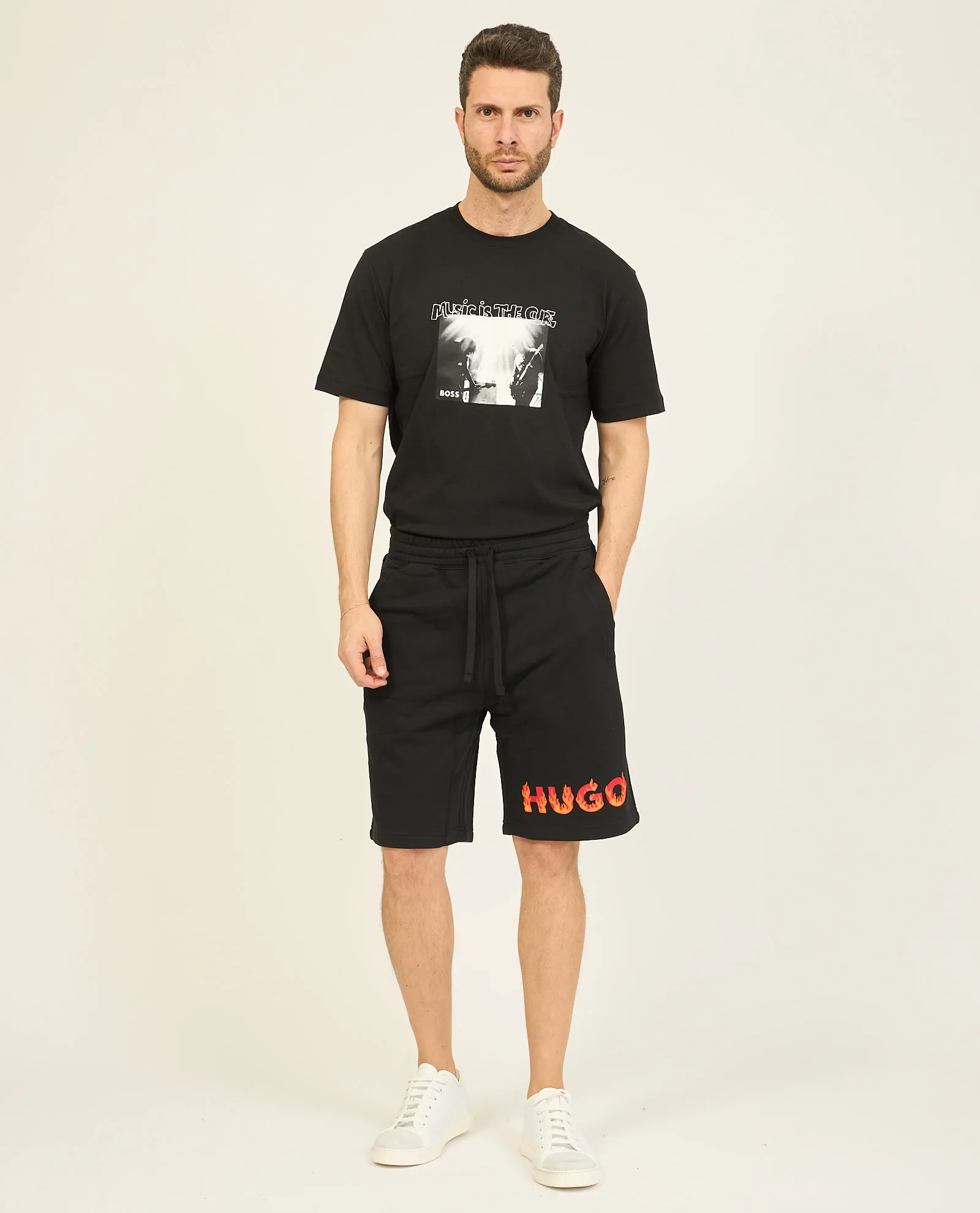 Bermuda Hugo in terry di cotone con logo