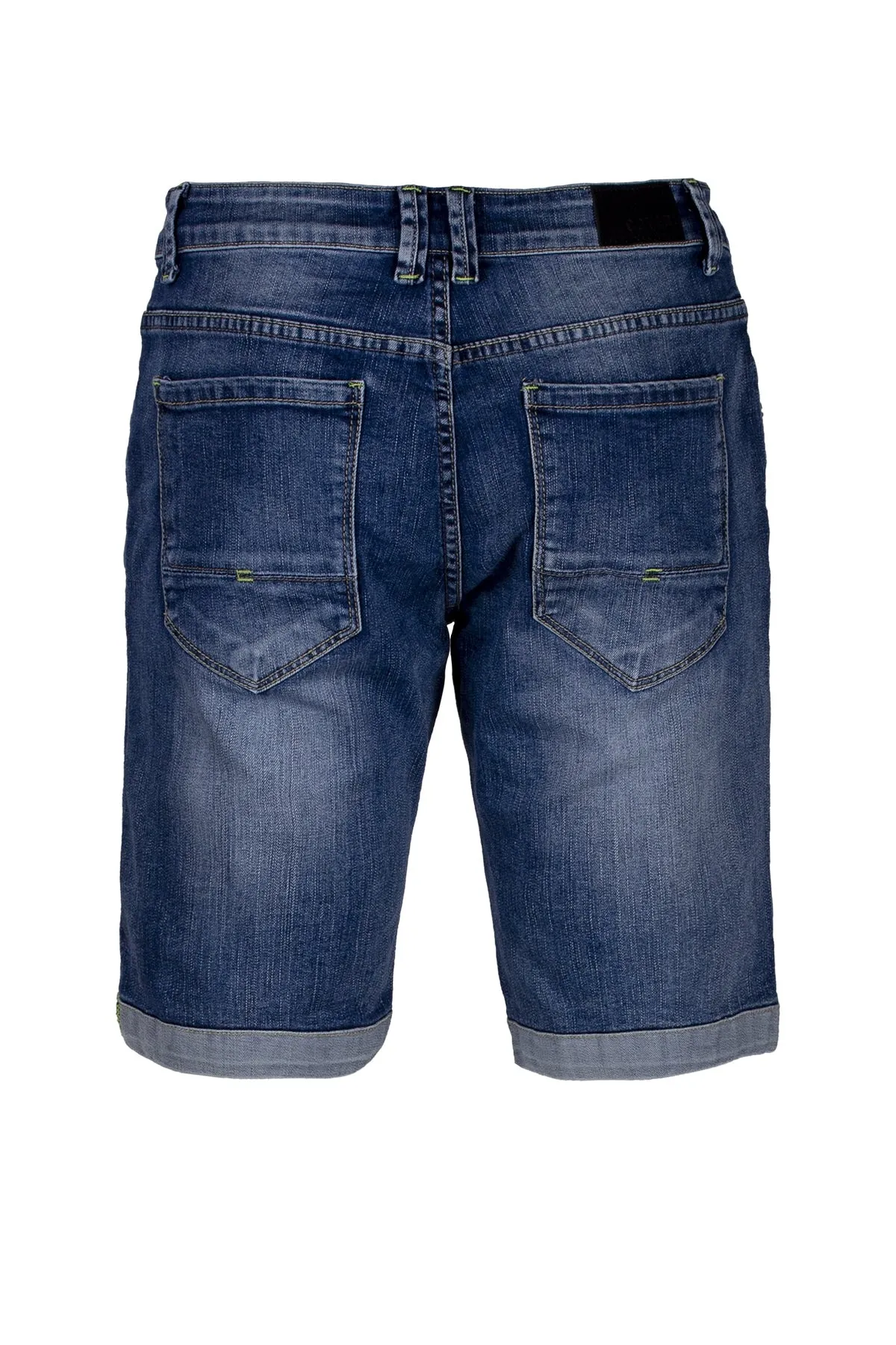 Bermuda jeans con baffatture e scoloriture uomo