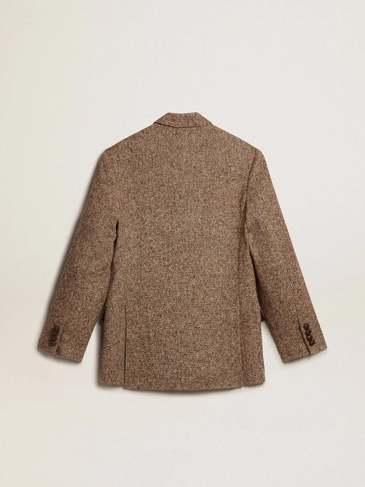 Blazer doppiopetto di colore marrone da uomo con chiusura a bottoni
