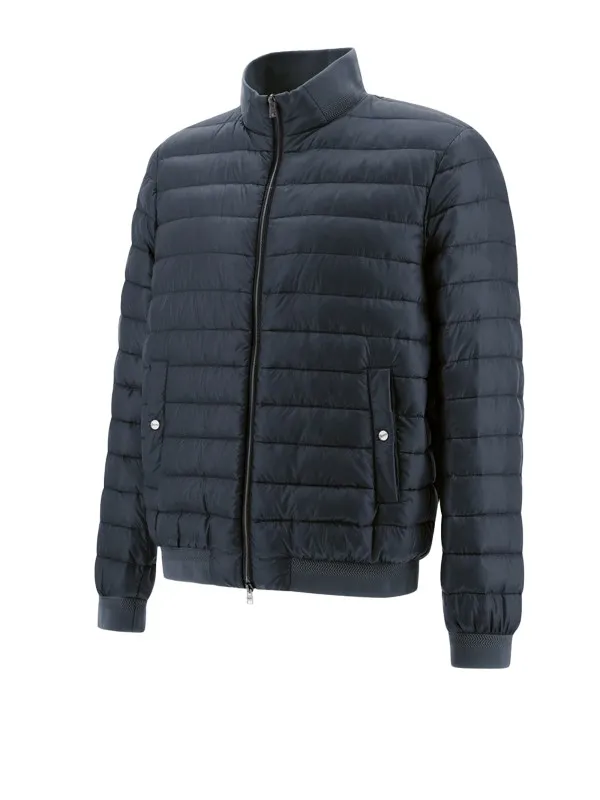 Blue quilted down jacket with zip