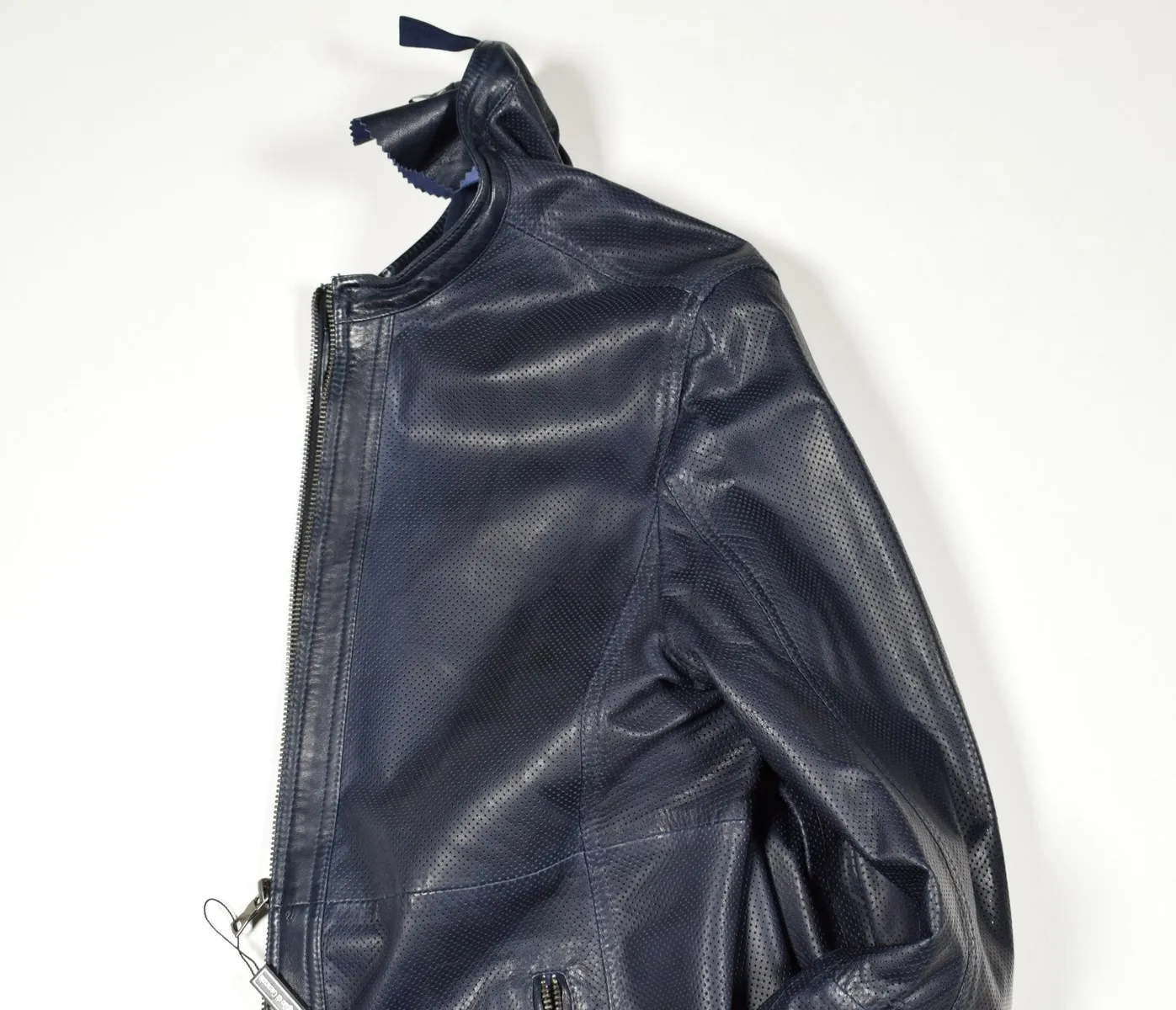 Blue Slim fit short leather talent jacket