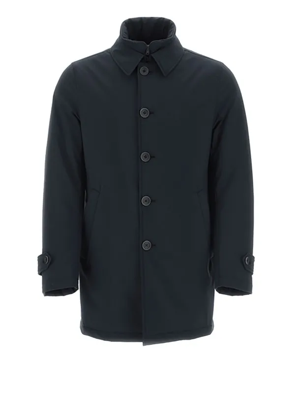 Blue waterproof jacket with buttons