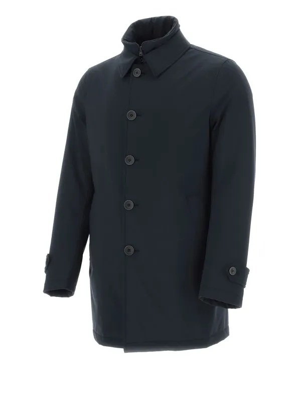 Blue waterproof jacket with buttons
