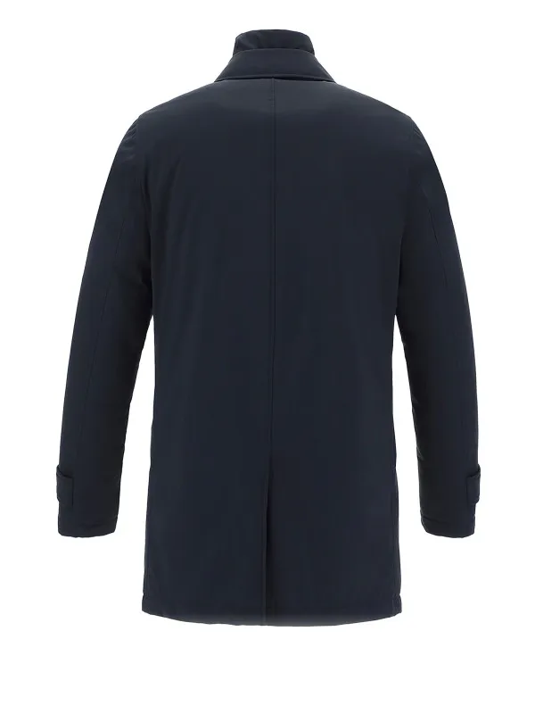 Blue waterproof jacket with buttons