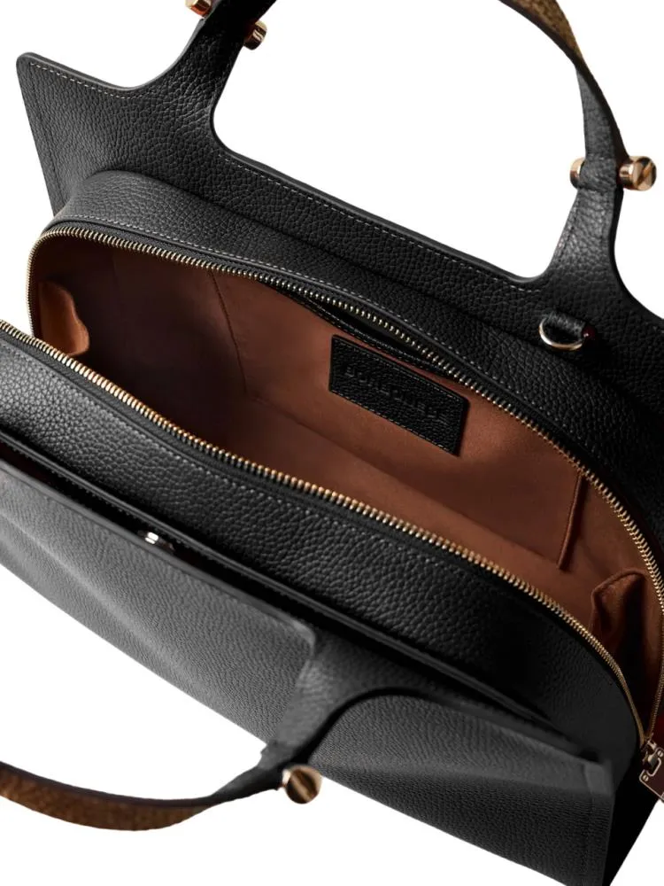 BORSA A MANO BORBONESE IN PELLE BOLT MEDIUM 924272 AR3 480 NERO/OP NATURALE