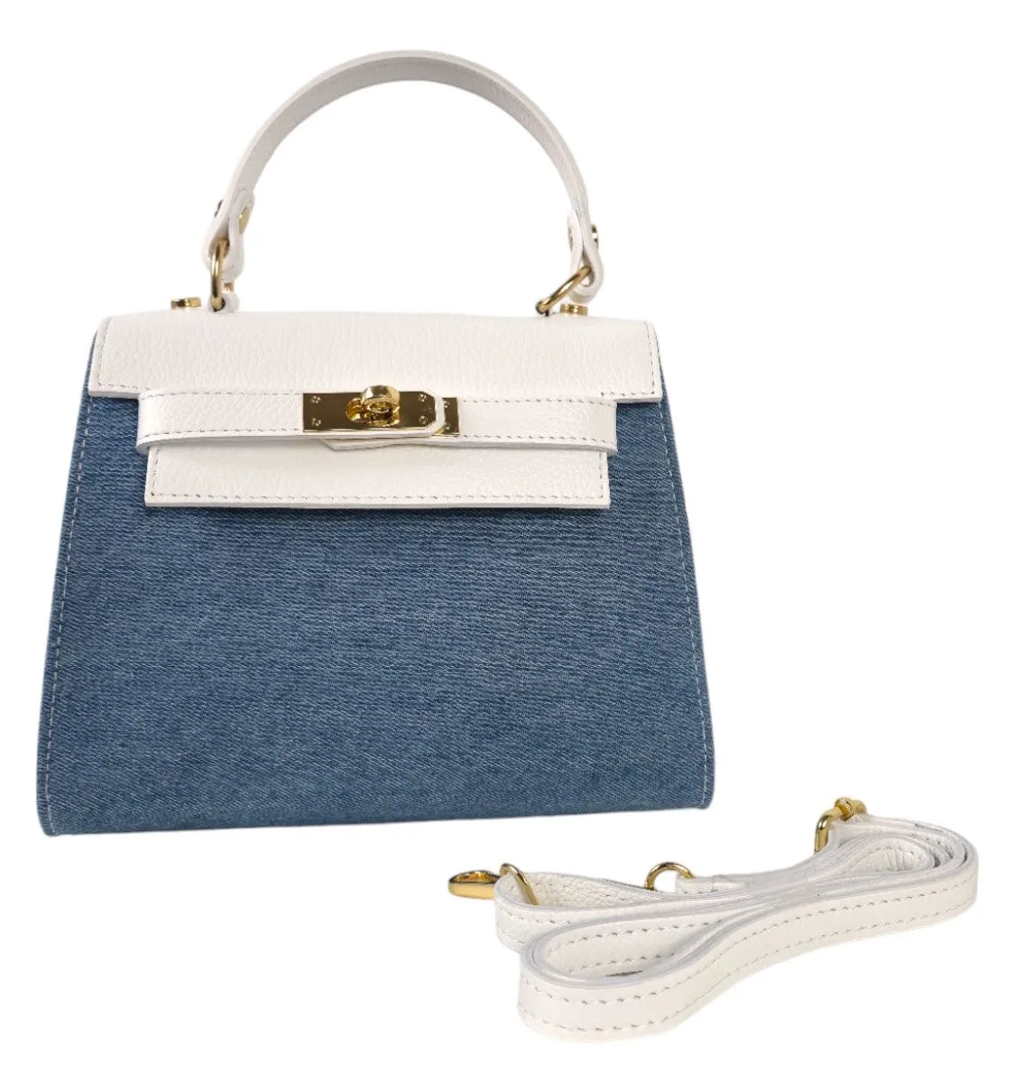 Borsa a mano in jeans e pelle