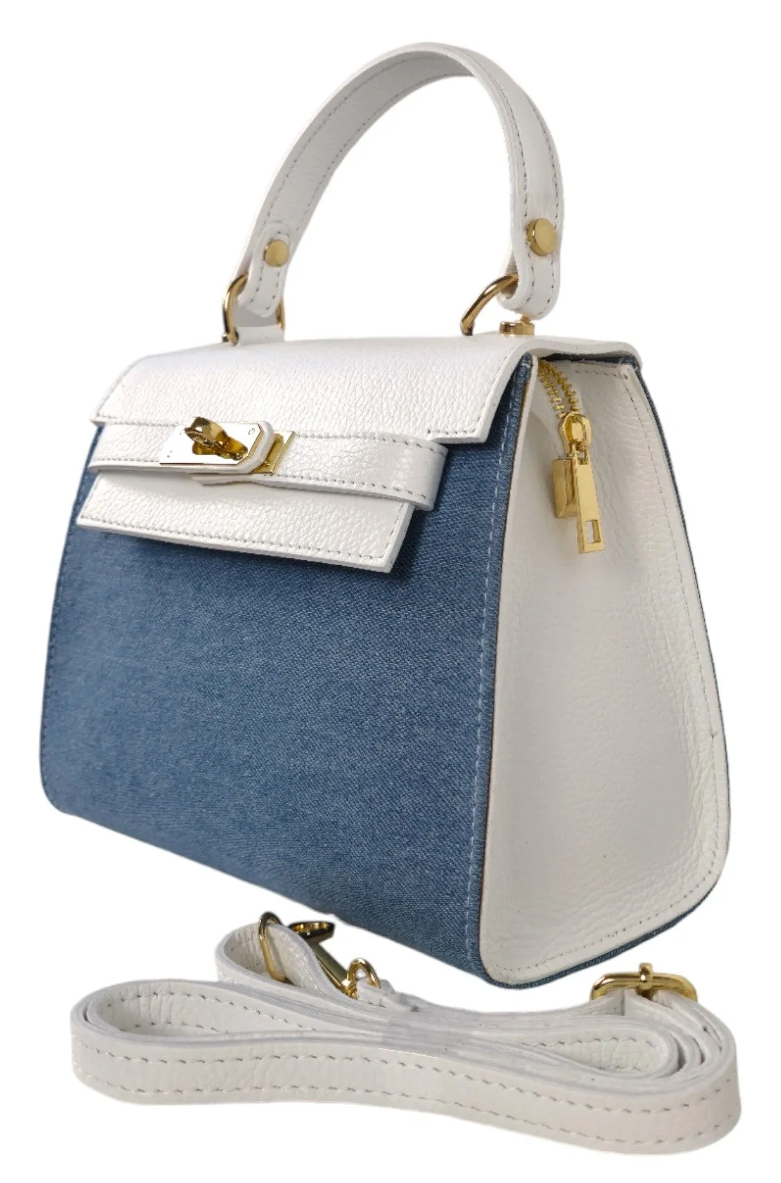 Borsa a mano in jeans e pelle