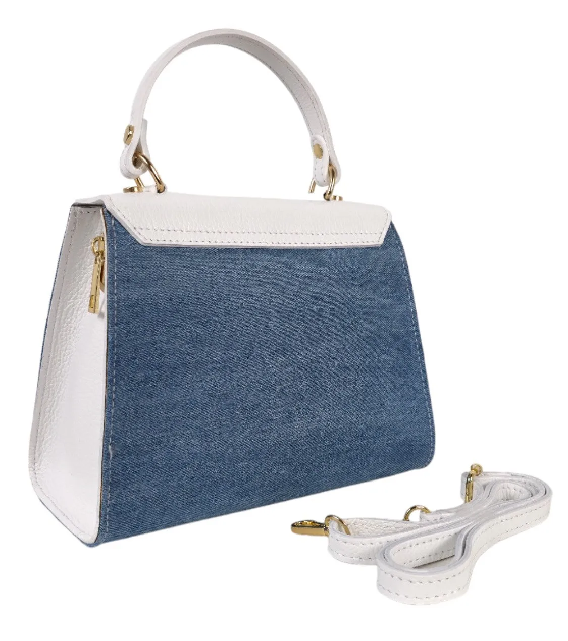 Borsa a mano in jeans e pelle