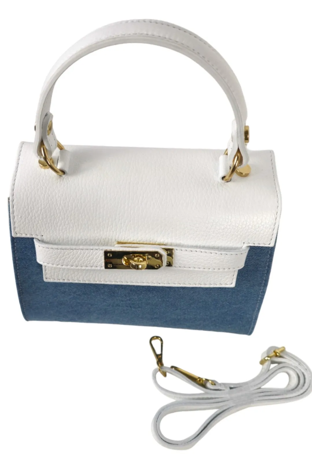 Borsa a mano in jeans e pelle