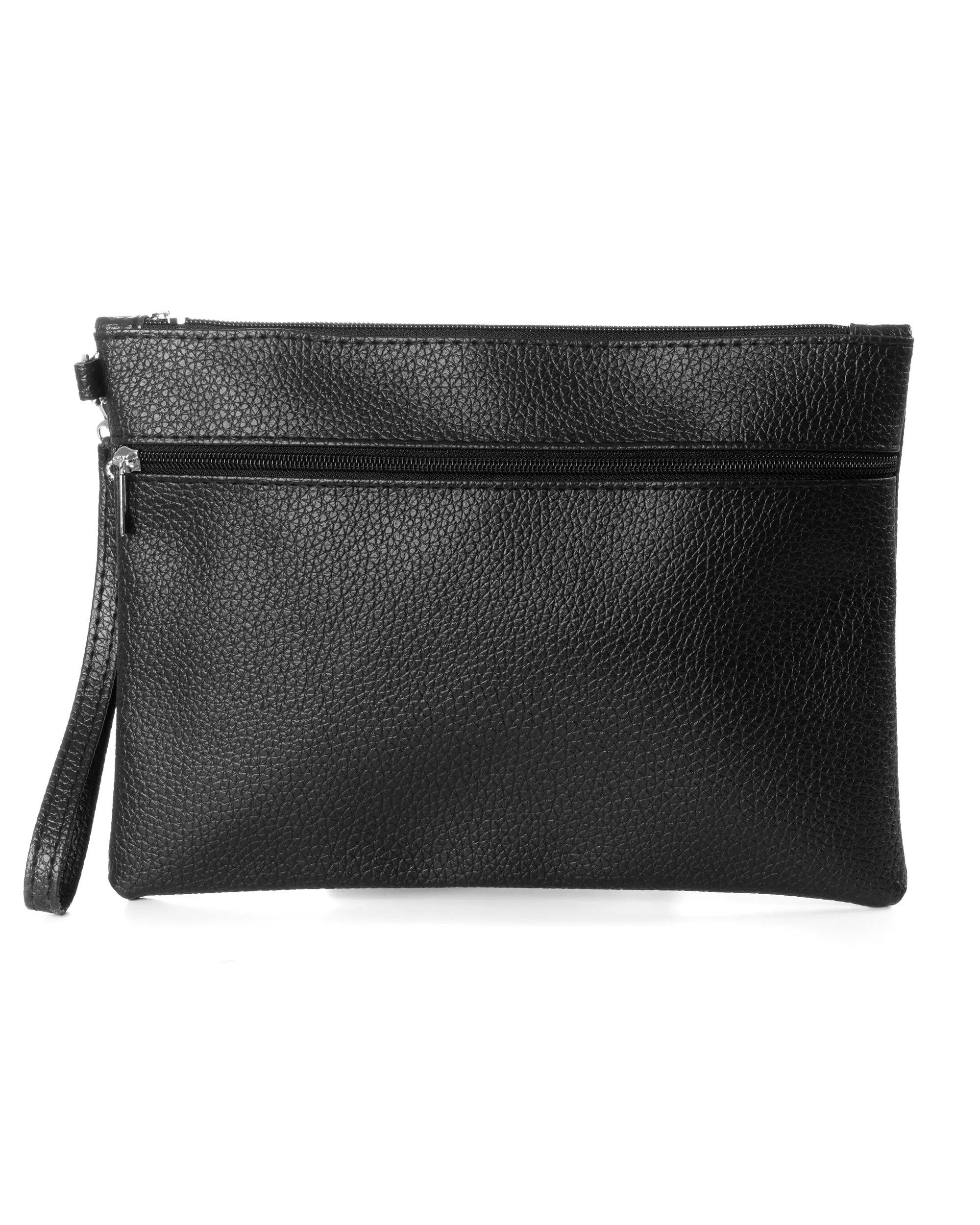 Borsa Borsello Uomo Borsetta Pochette a Mano Unisex Ecopelle Zip Casual Nero GIOSAL-ZU1118A