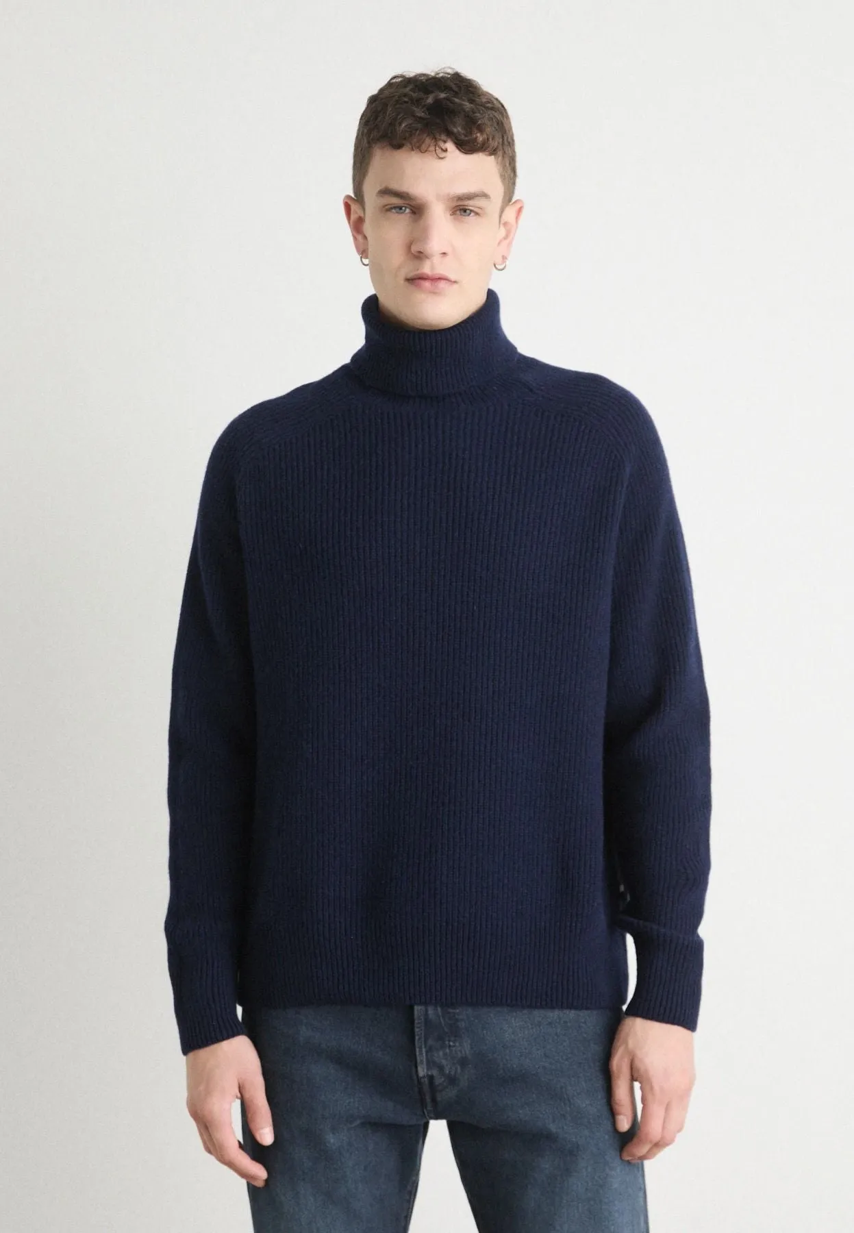 Boss Maglione Collo Alto in Lana Blu - Evento