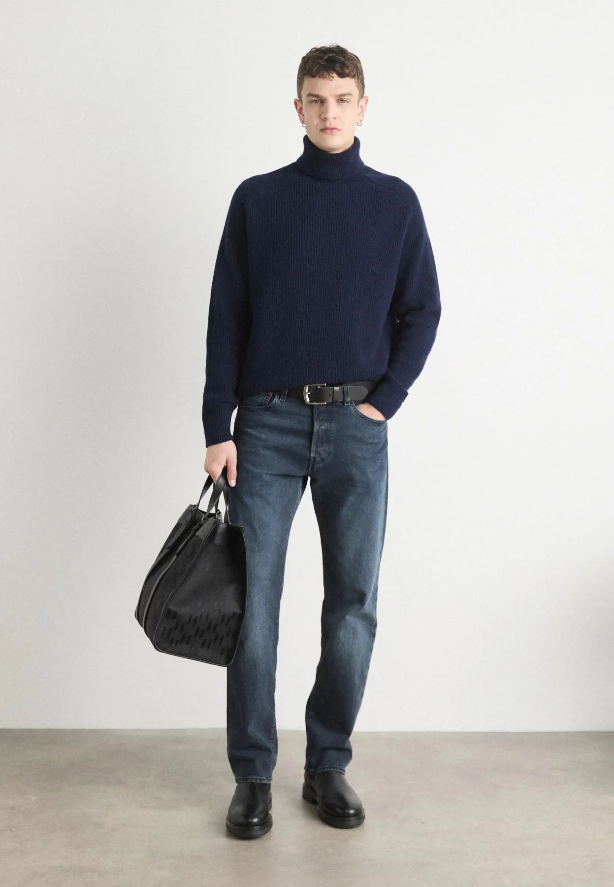 Boss Maglione Collo Alto in Lana Blu - Evento